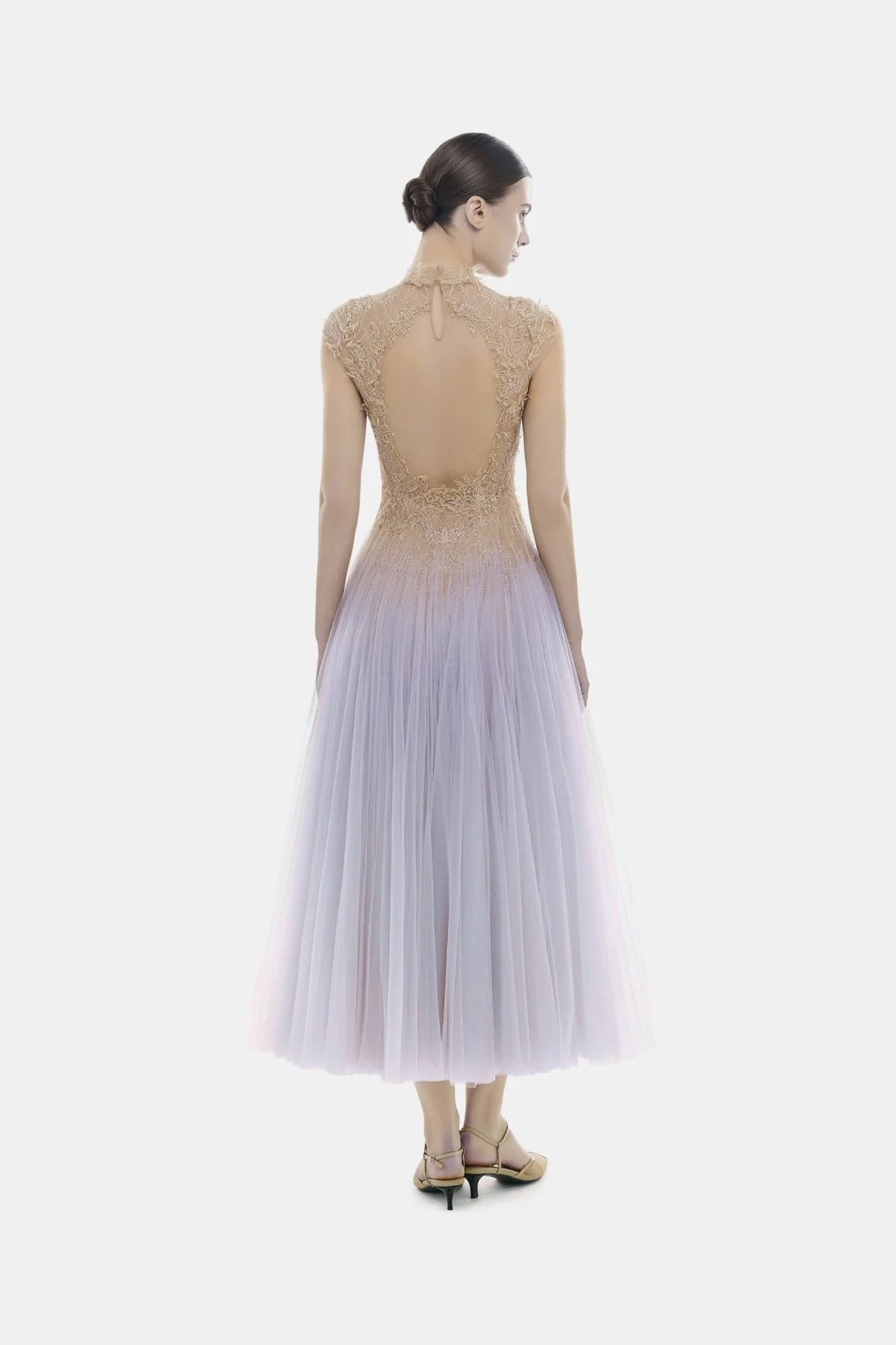Montsand Violet Ombre Cut-Out Lace Dress