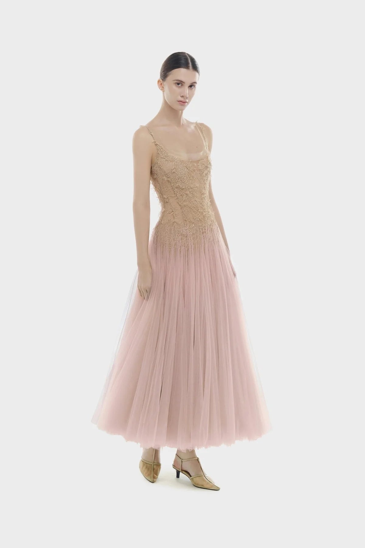 Montsand Pink Ombre Lace Midi Dress