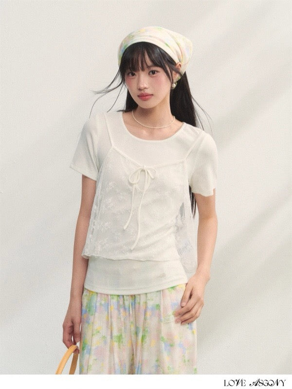 AsGony ASG25209 Lace strap camisole T-shirt top