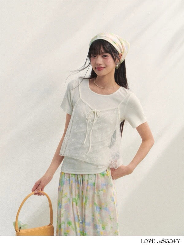 AsGony ASG25209 Lace strap camisole T-shirt top