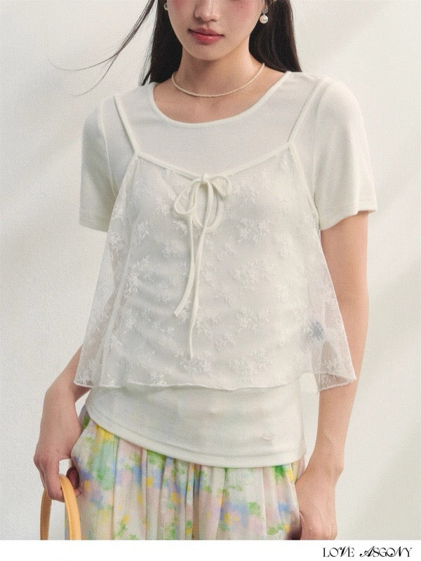 AsGony ASG25209 Lace strap camisole T-shirt top