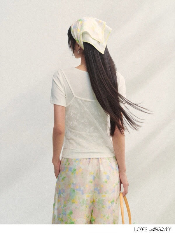 AsGony ASG25209 Lace strap camisole T-shirt top