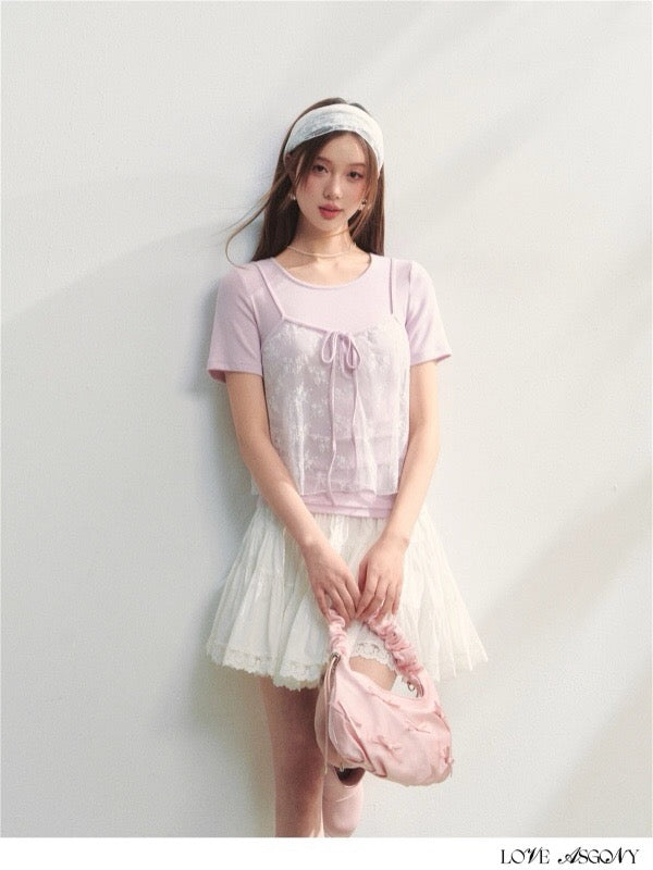 AsGony ASG25209 Lace strap camisole T-shirt top