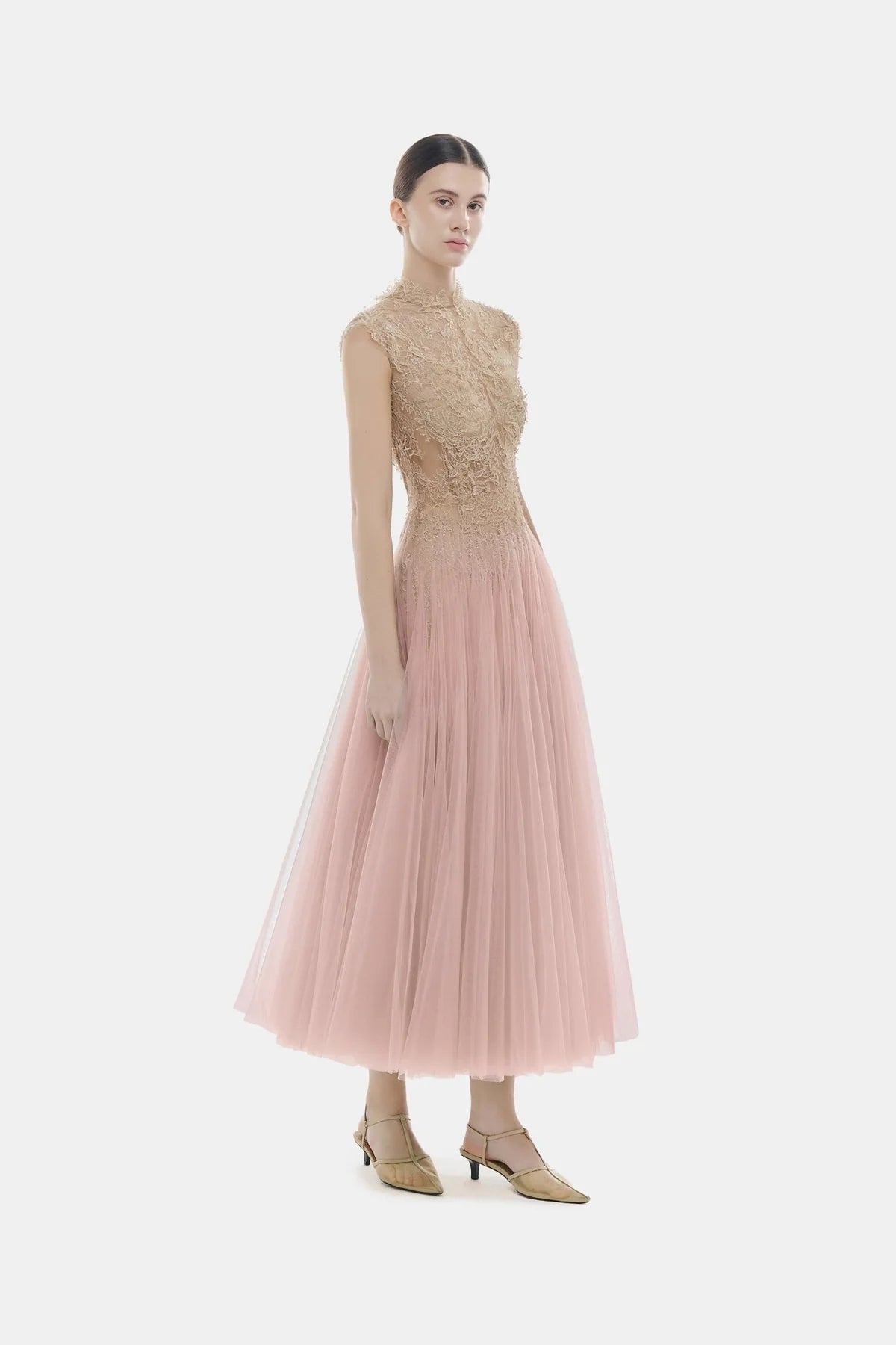 Montsand Pink Ombre Cut-Out Lace Dress