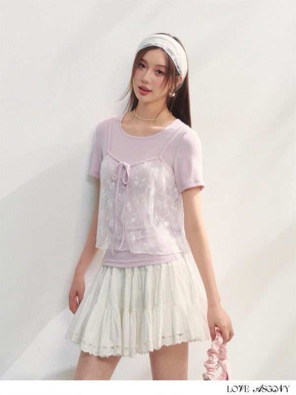 AsGony ASG25209 Lace strap camisole T-shirt top