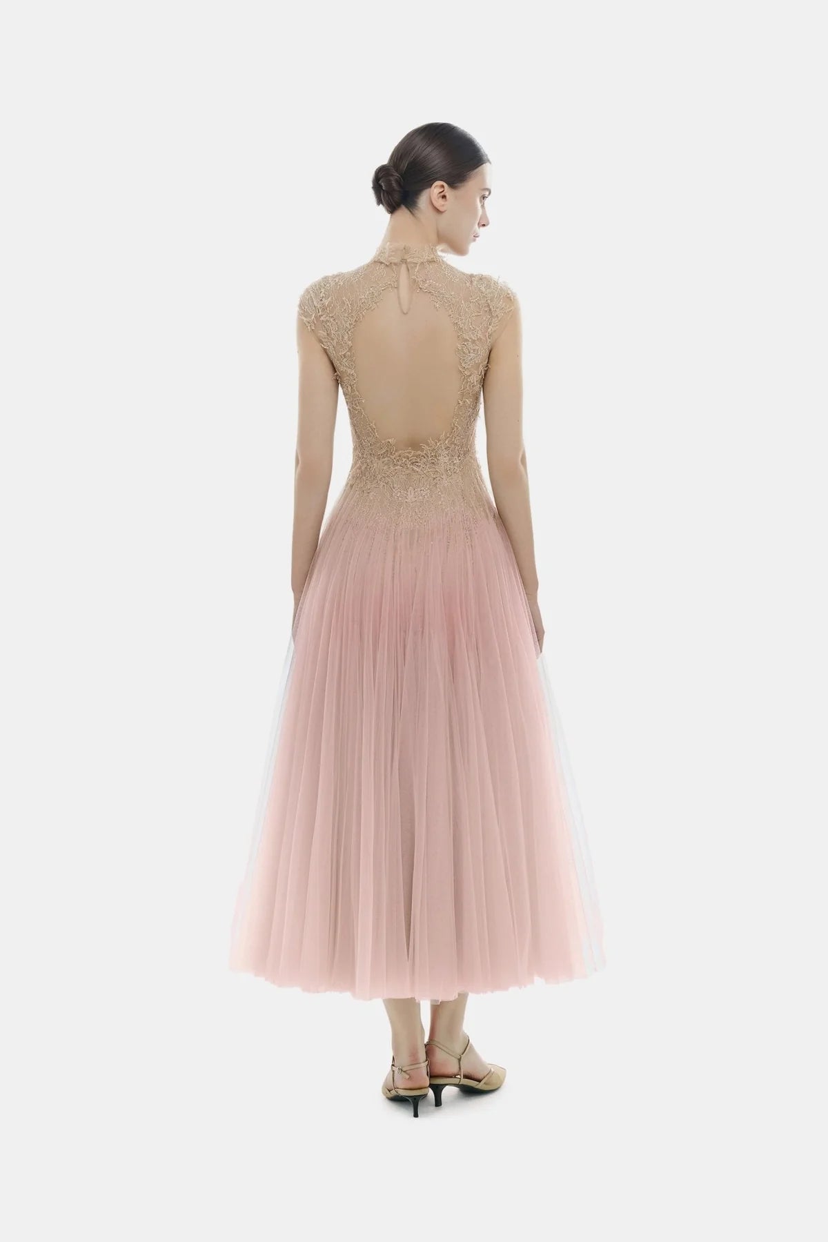 Montsand Pink Ombre Cut-Out Lace Dress