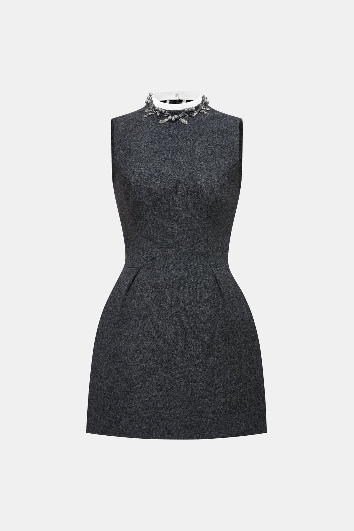 Montsand Sleeveless Embelished Neck Mini Dress