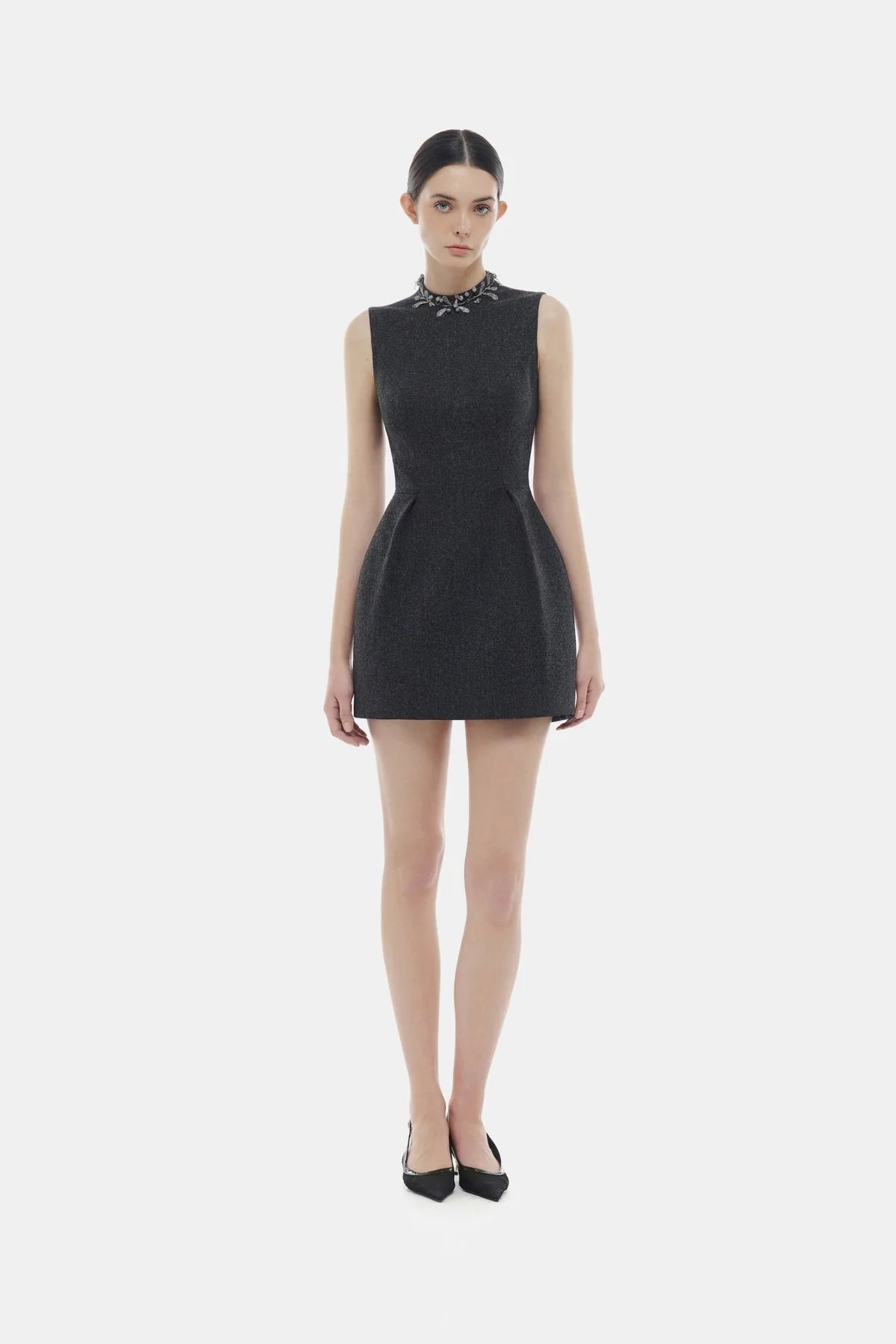 Montsand Sleeveless Embelished Neck Mini Dress