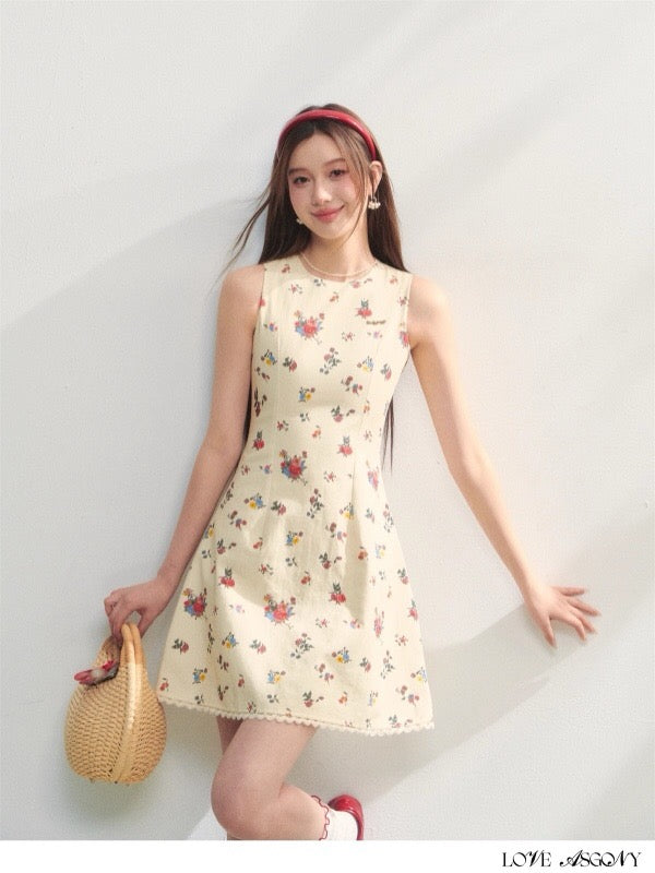 AsGony ASG25216 Printed slim fit sleeveless dress