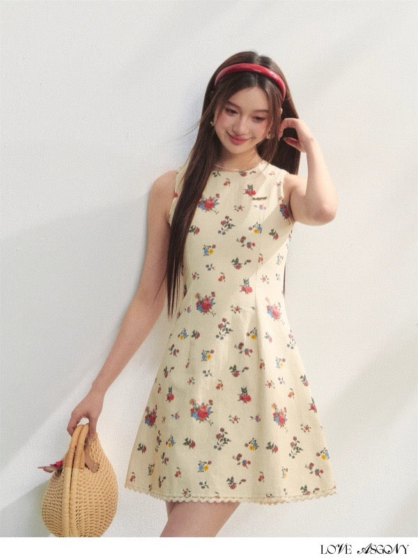 AsGony ASG25216 Printed slim fit sleeveless dress