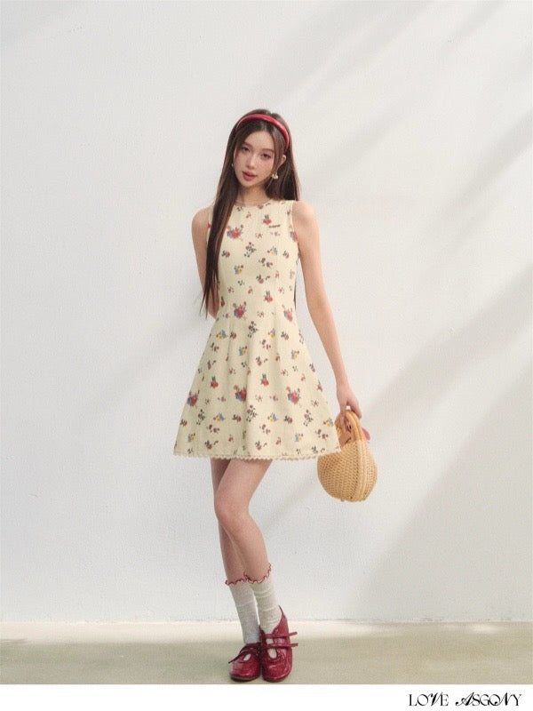 AsGony ASG25216 Printed slim fit sleeveless dress