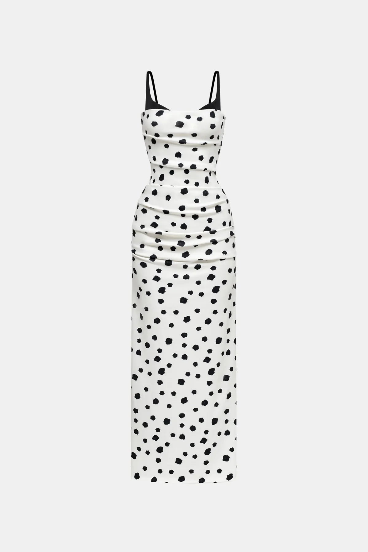 Montsand Polka Dot Draped Midi Dress