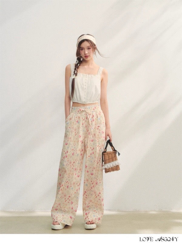 AsGony ASG25226 Lace patchwork camisole vest