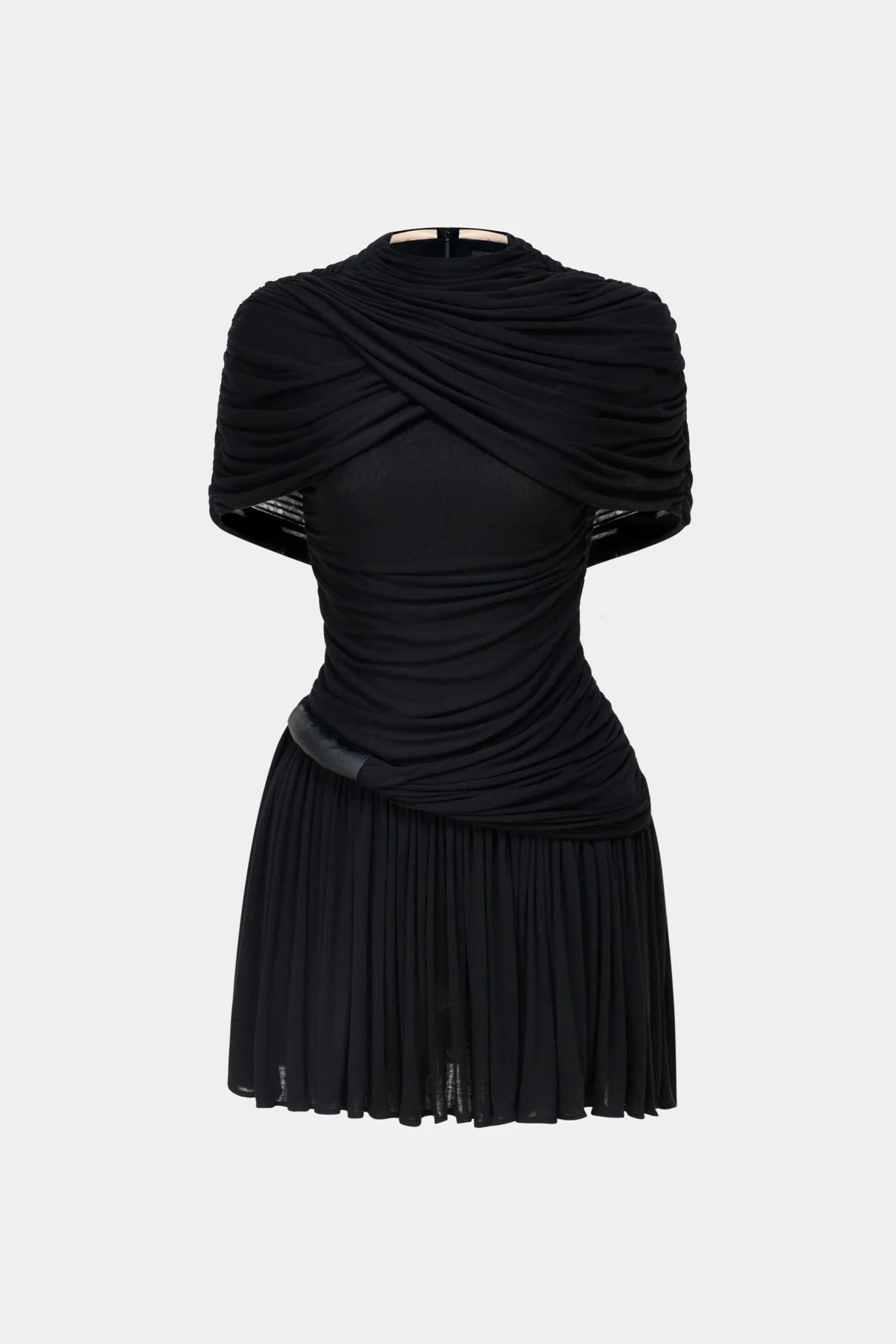 Montsand Black Draped Cape Mini Dress
