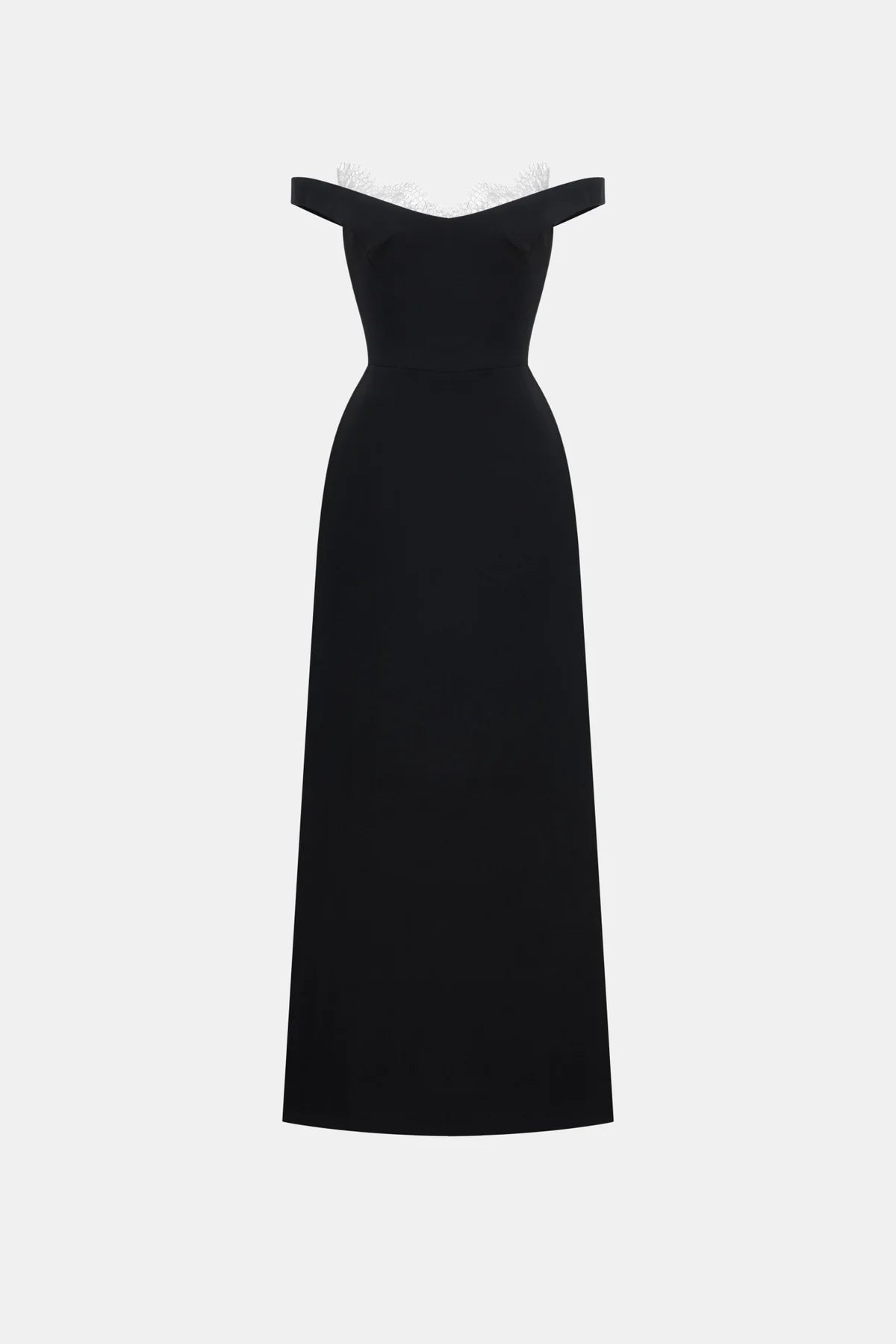 Montsand Black Off Shoulder Lace Detail Midi Dress