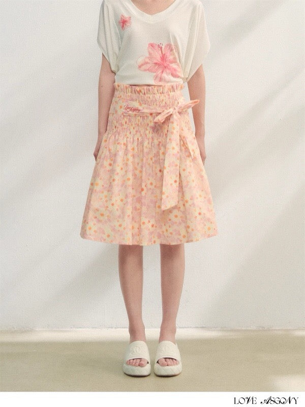 AsGony ASG25228 Printed strap embroidered strapless dress