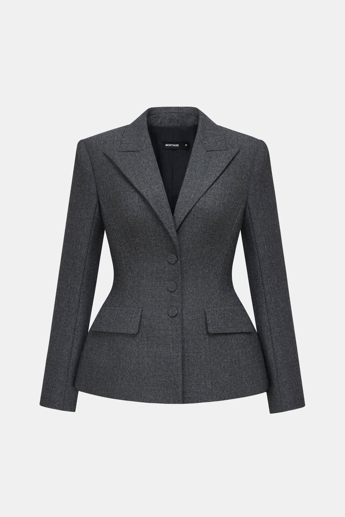 Montsand Grey Single Breast Blazer & Grey Mini Skirt