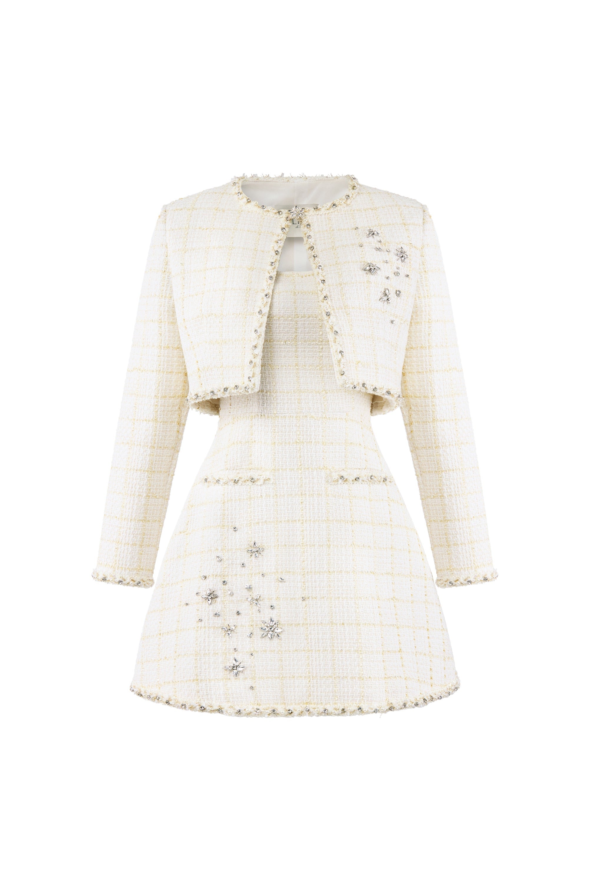Calista OPALINE Crystal-embellished Tweed Set