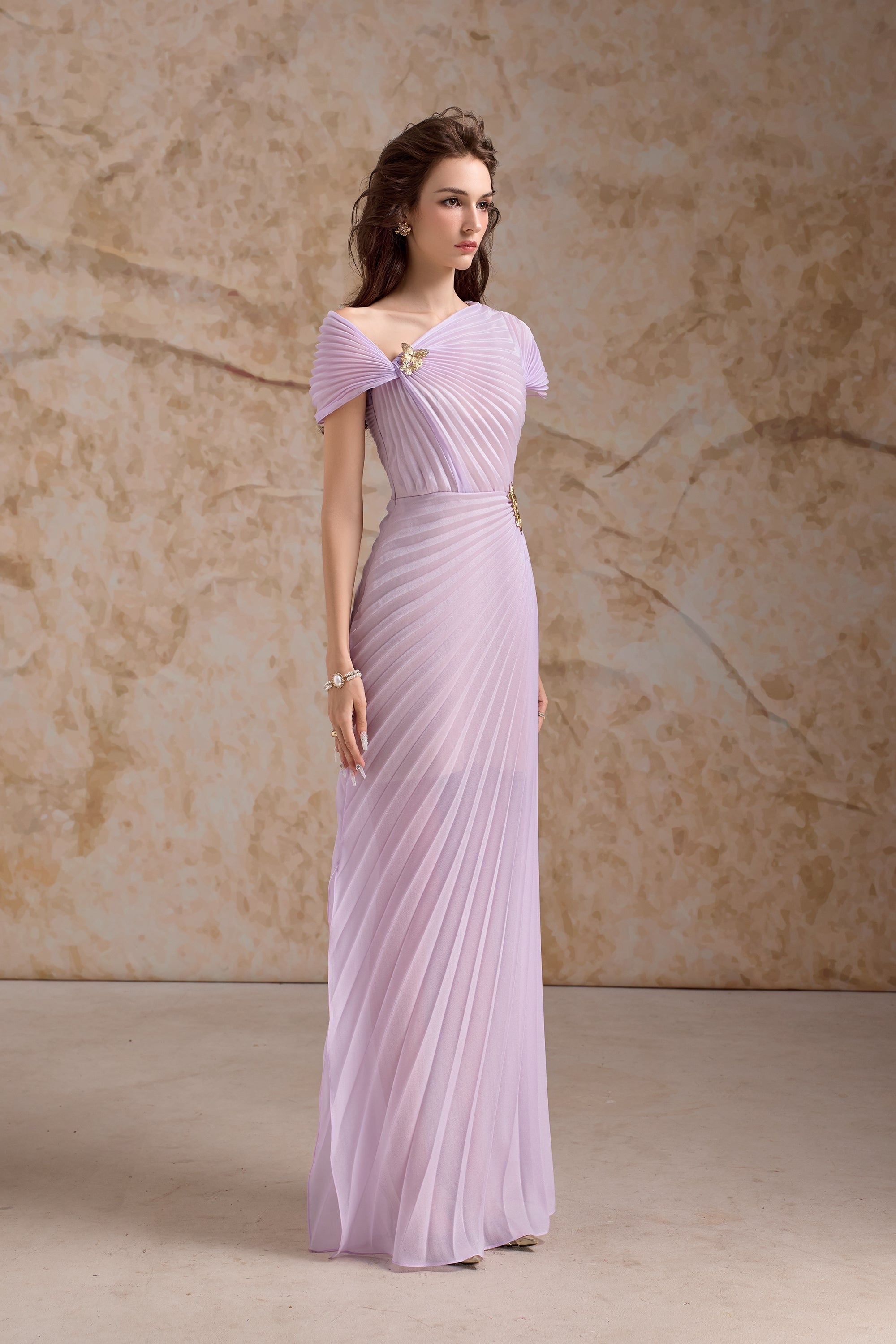 Calista VIRELLE Pleated Maxi Dress