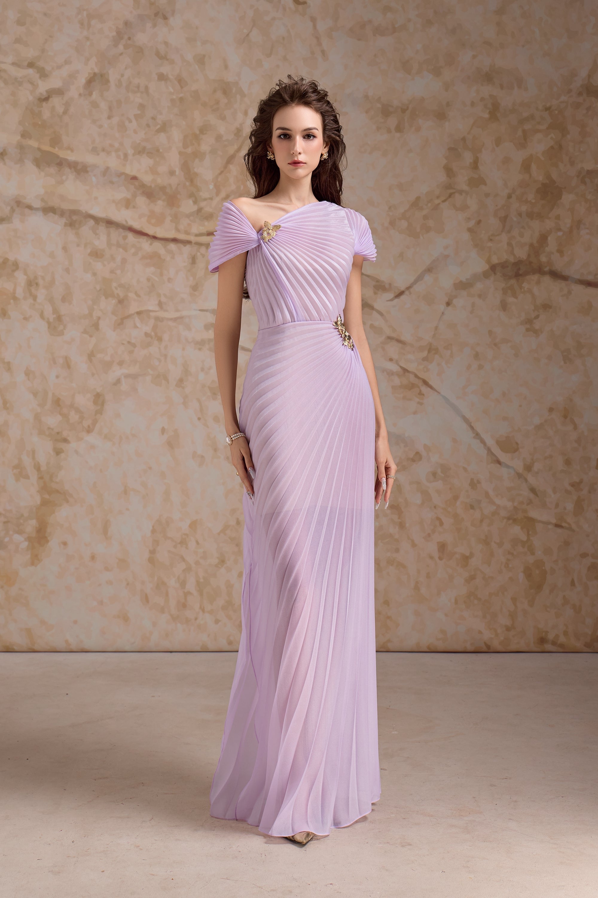 Calista VIRELLE Pleated Maxi Dress