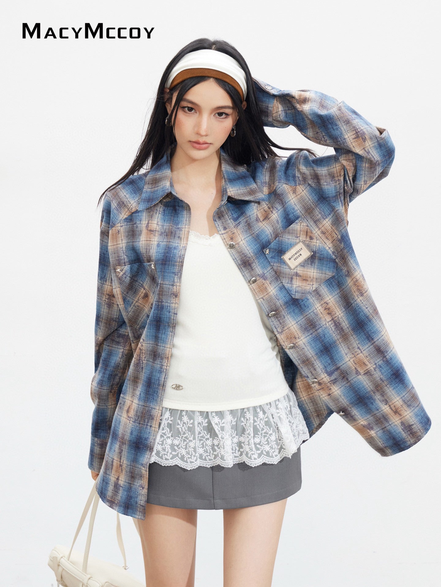 MacyMccoy MMC2025128 Retro loose checkered shirt