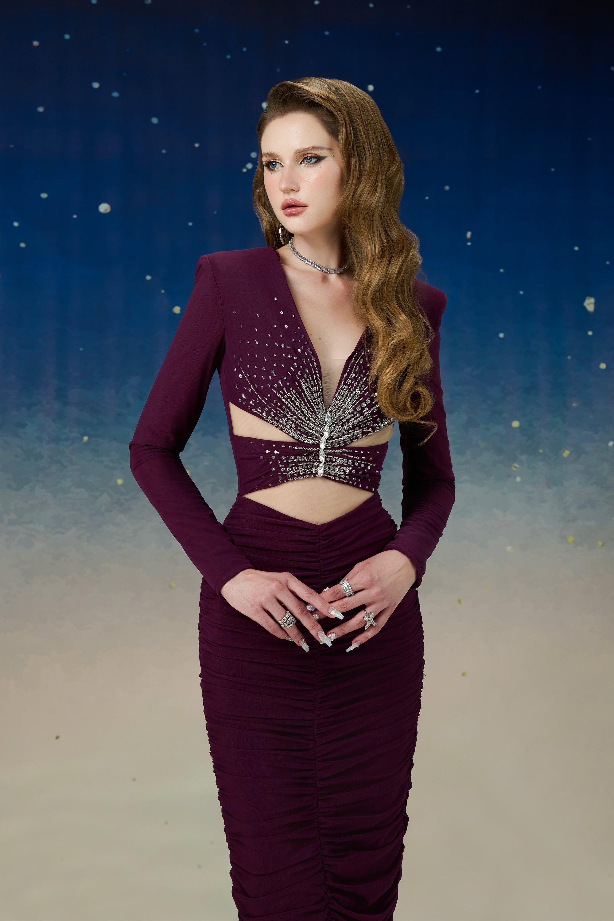 Calista AQUILA Cut-out Midi Dress