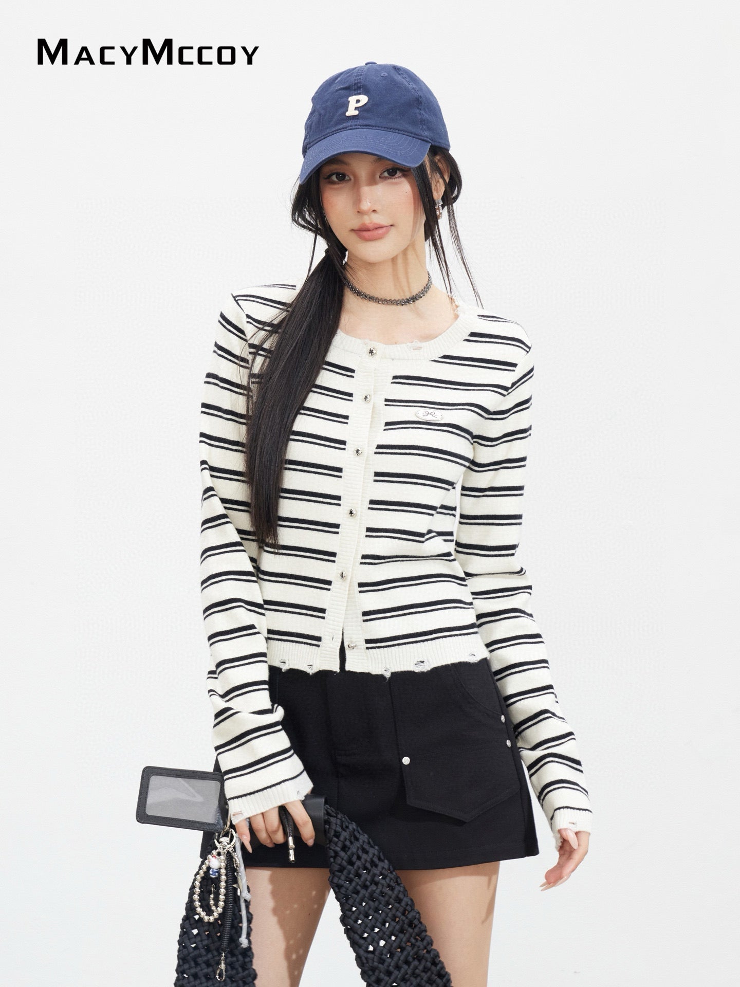MacyMccoy MMC2025131 Contrast striped knitted top