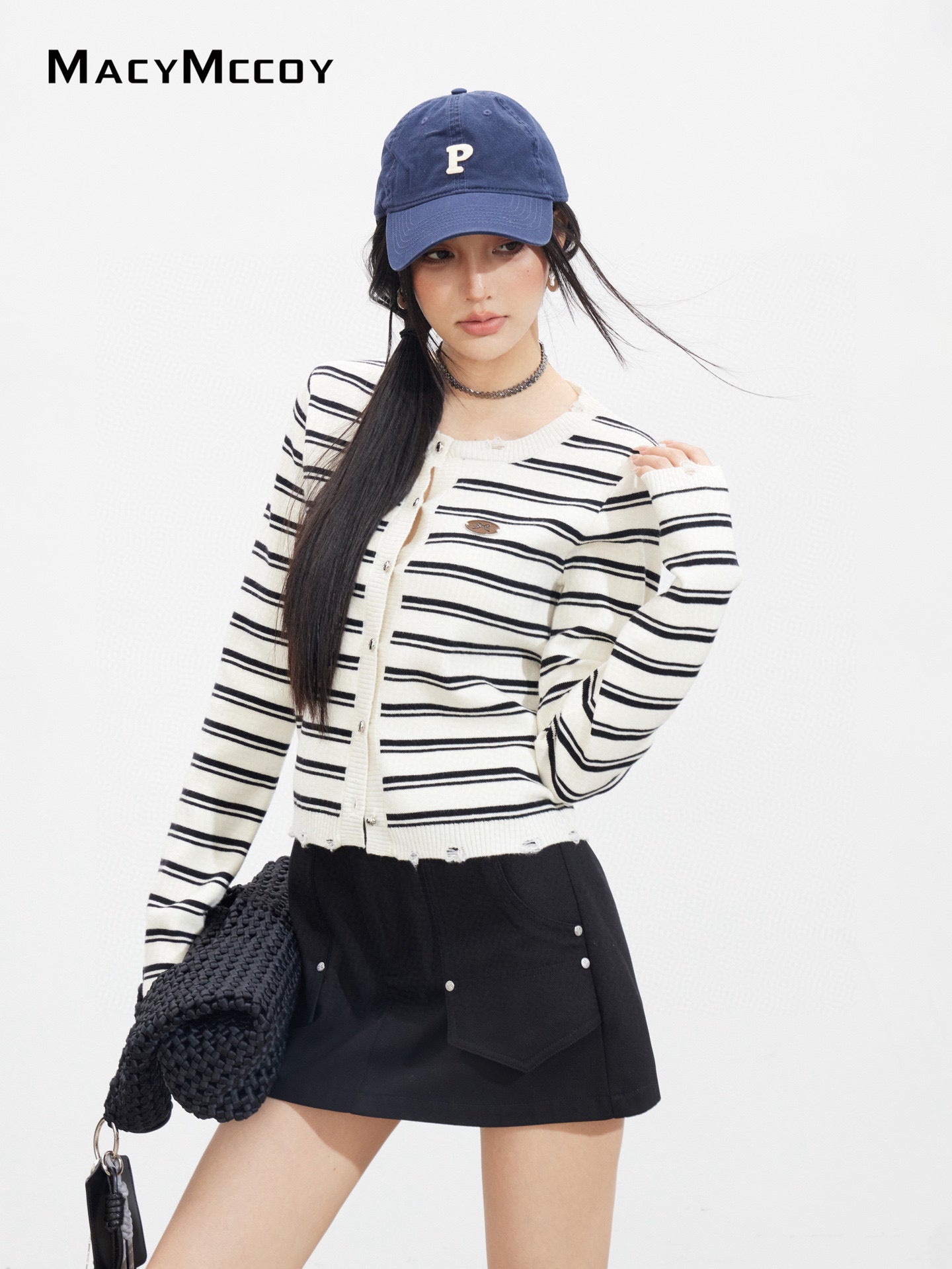 MacyMccoy MMC2025131 Contrast striped knitted top