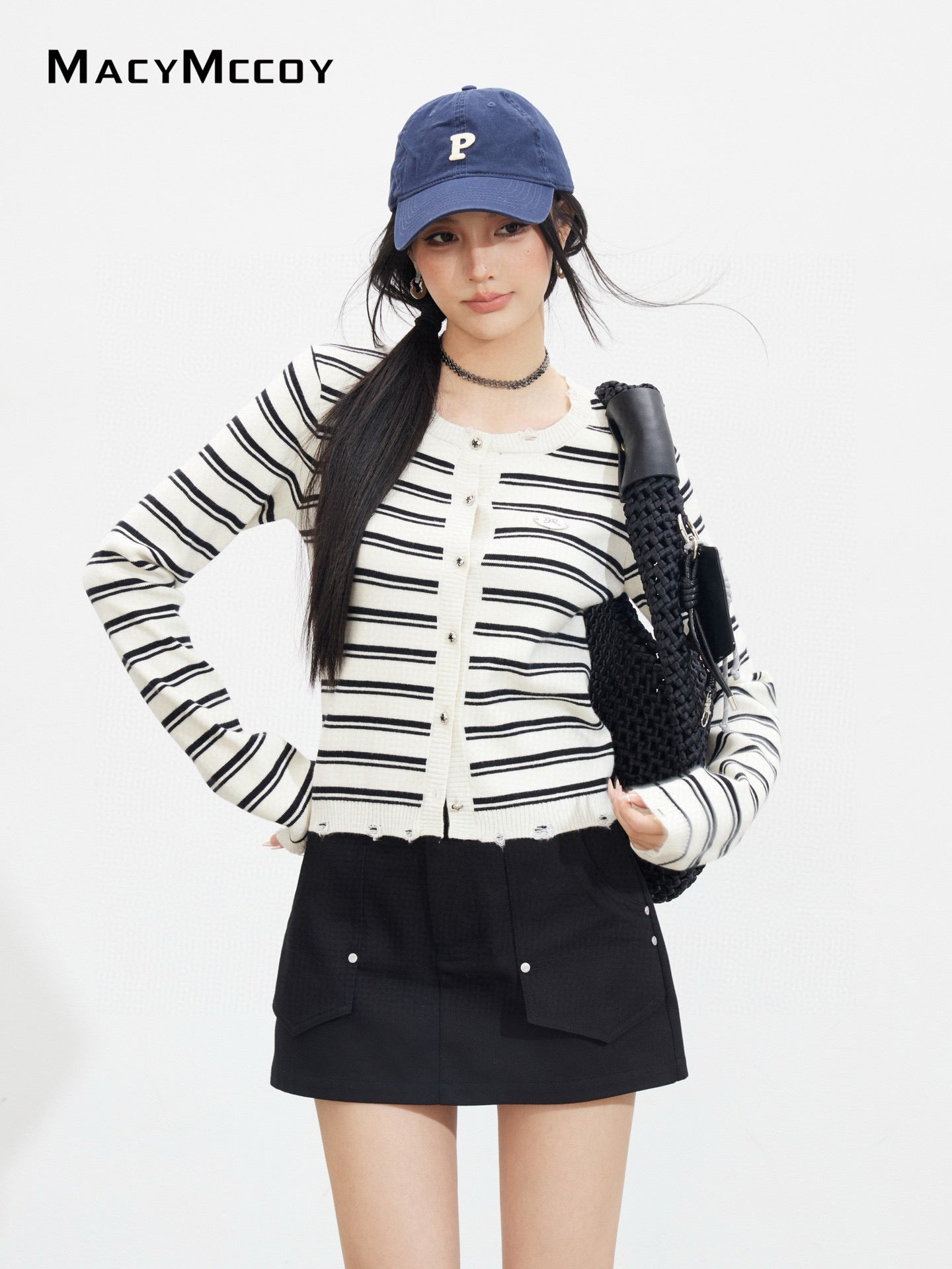 MacyMccoy MMC2025131 Contrast striped knitted top