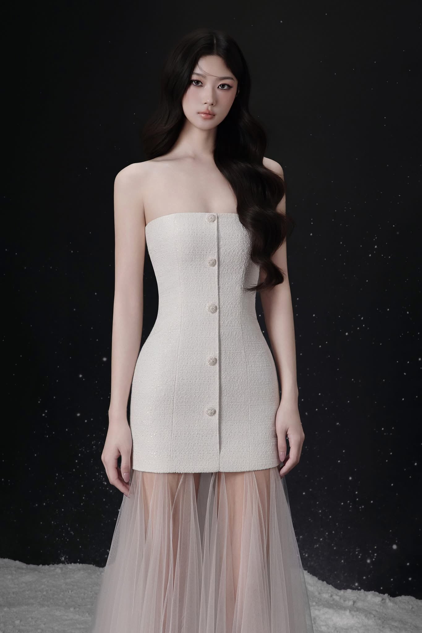 Raffiné DORE STRAPLESS LAYERED TULLE DRESS