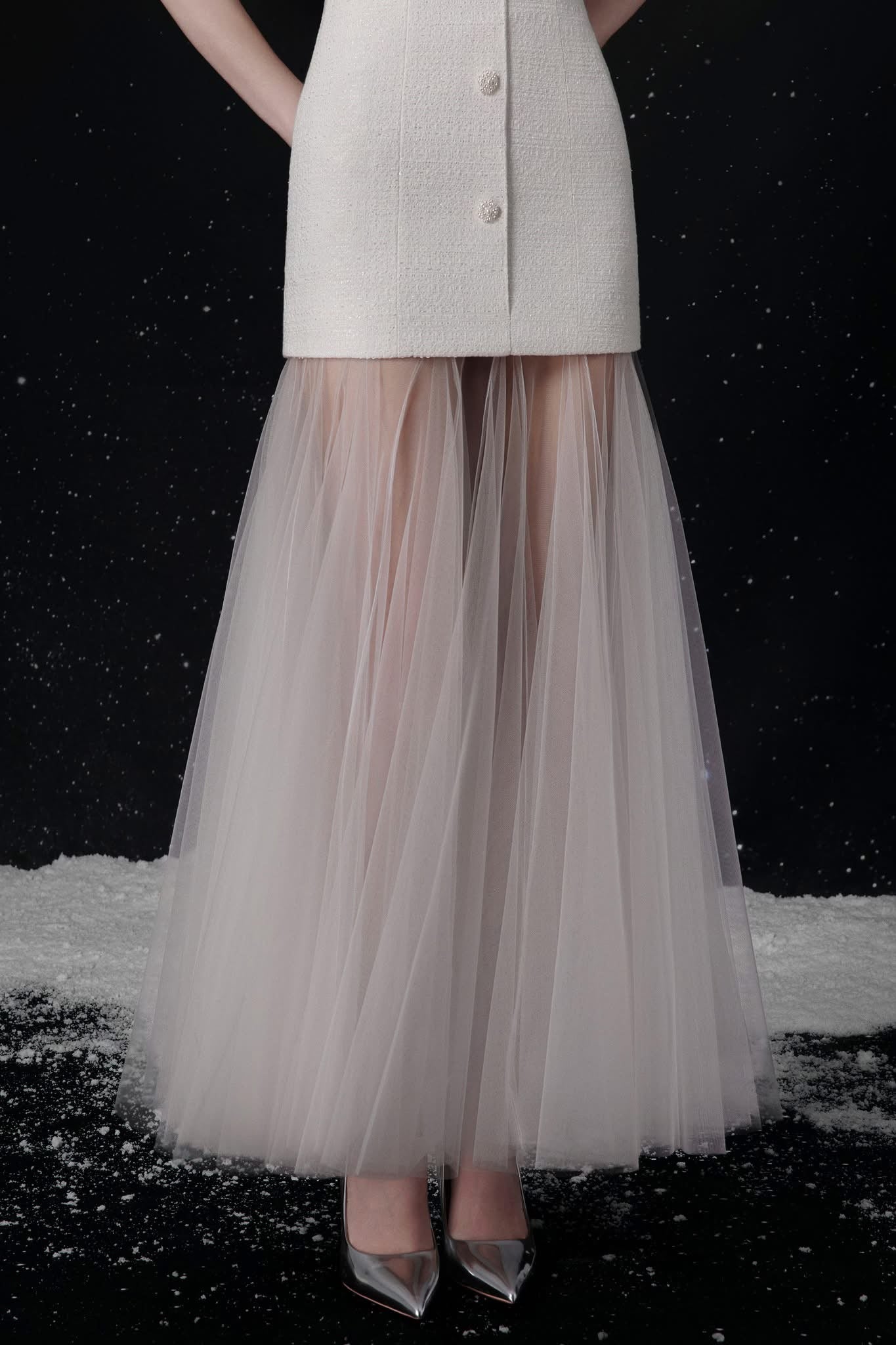 Raffiné DORE STRAPLESS LAYERED TULLE DRESS