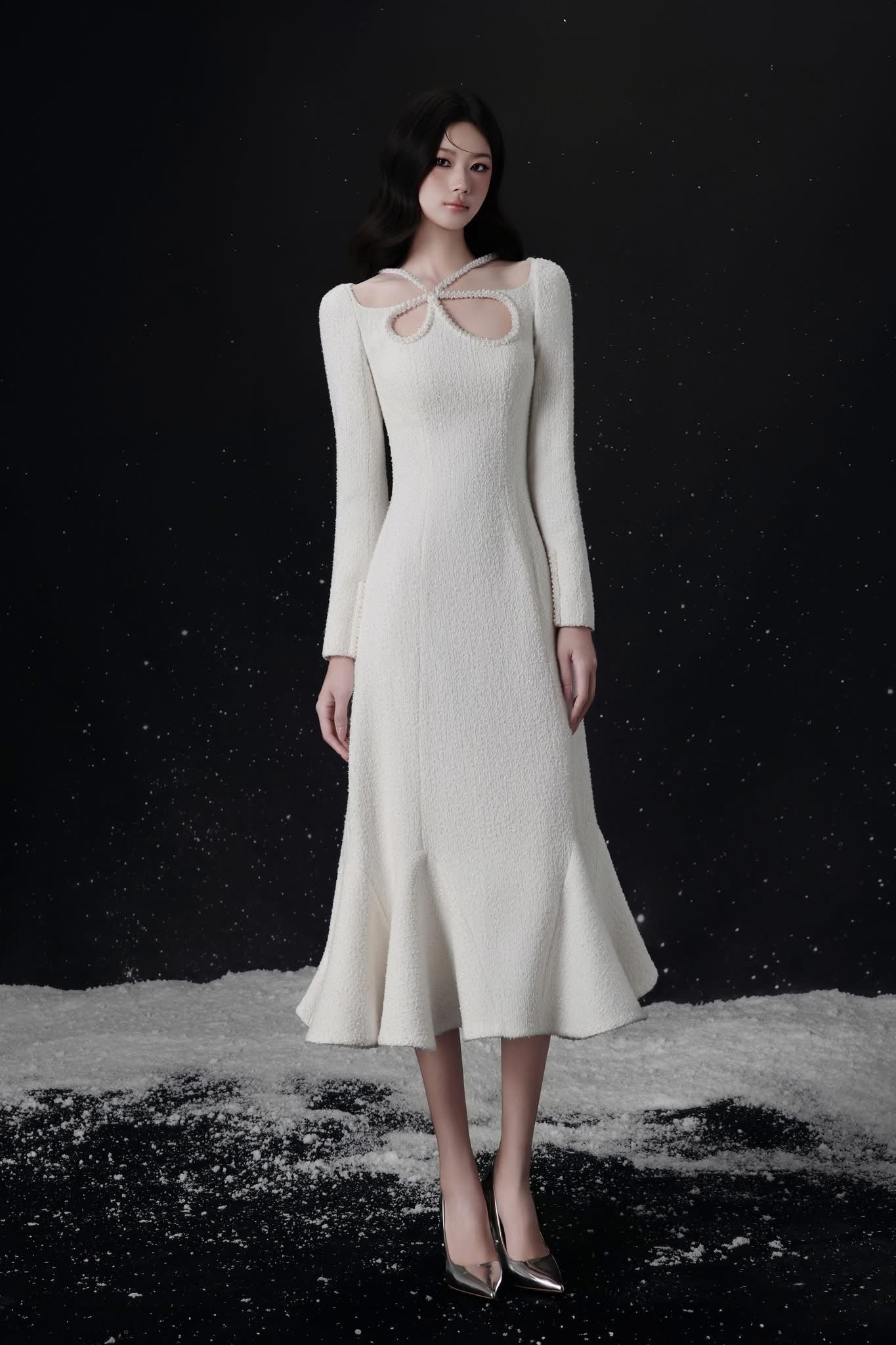 Raffiné RADIANCE BUTTERFLY-NECK MIDI DRESS