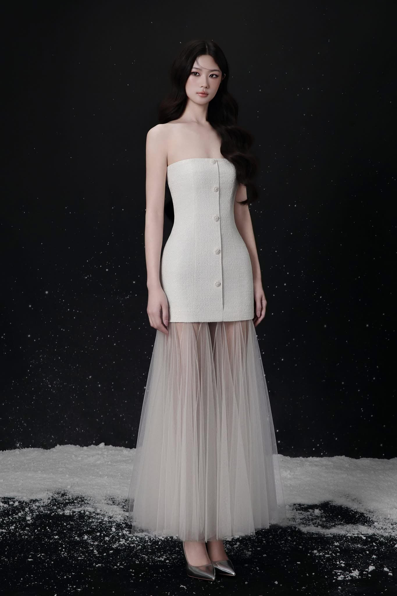 Raffiné DORE STRAPLESS LAYERED TULLE DRESS