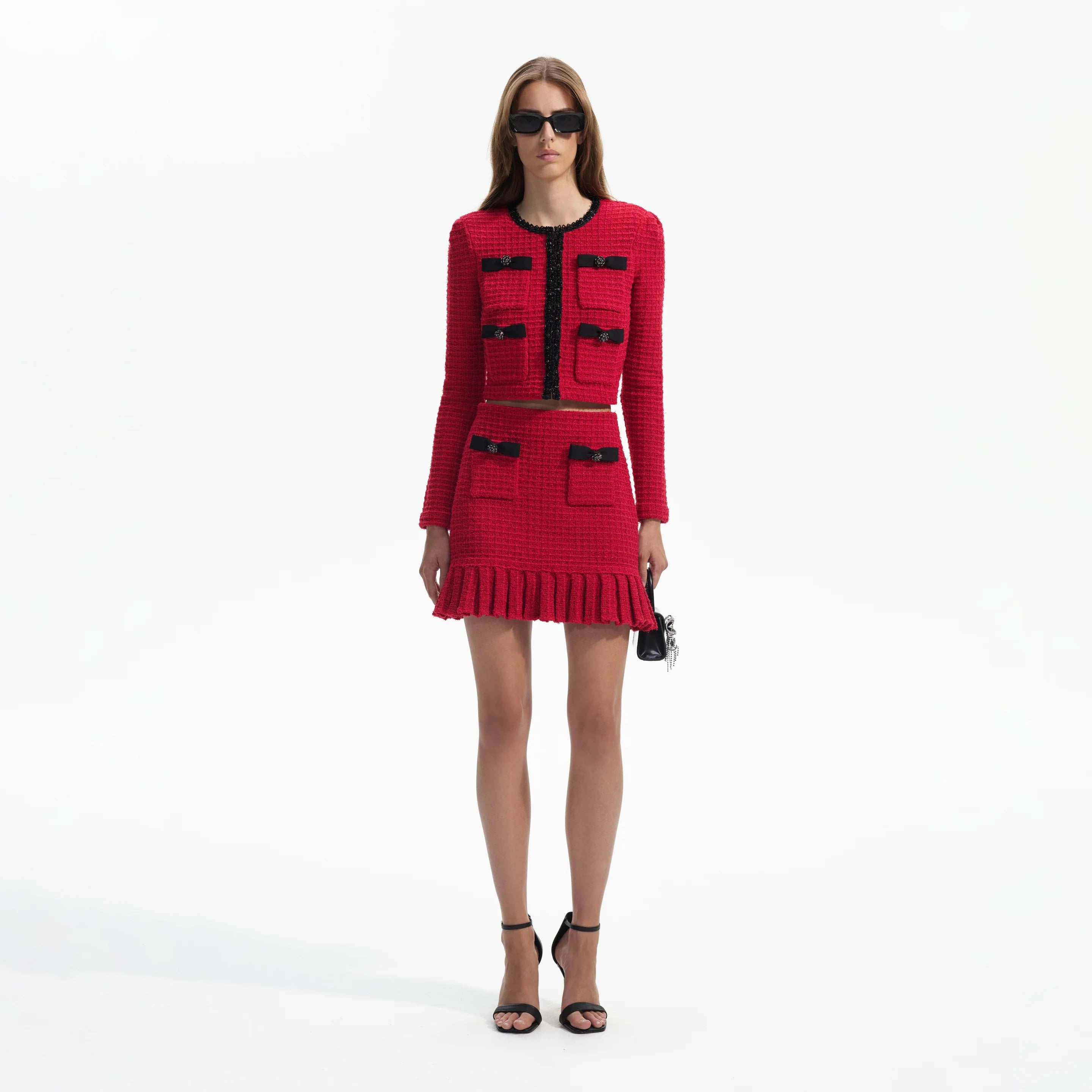 Self-Portrait SALE RED KNIT JACKET