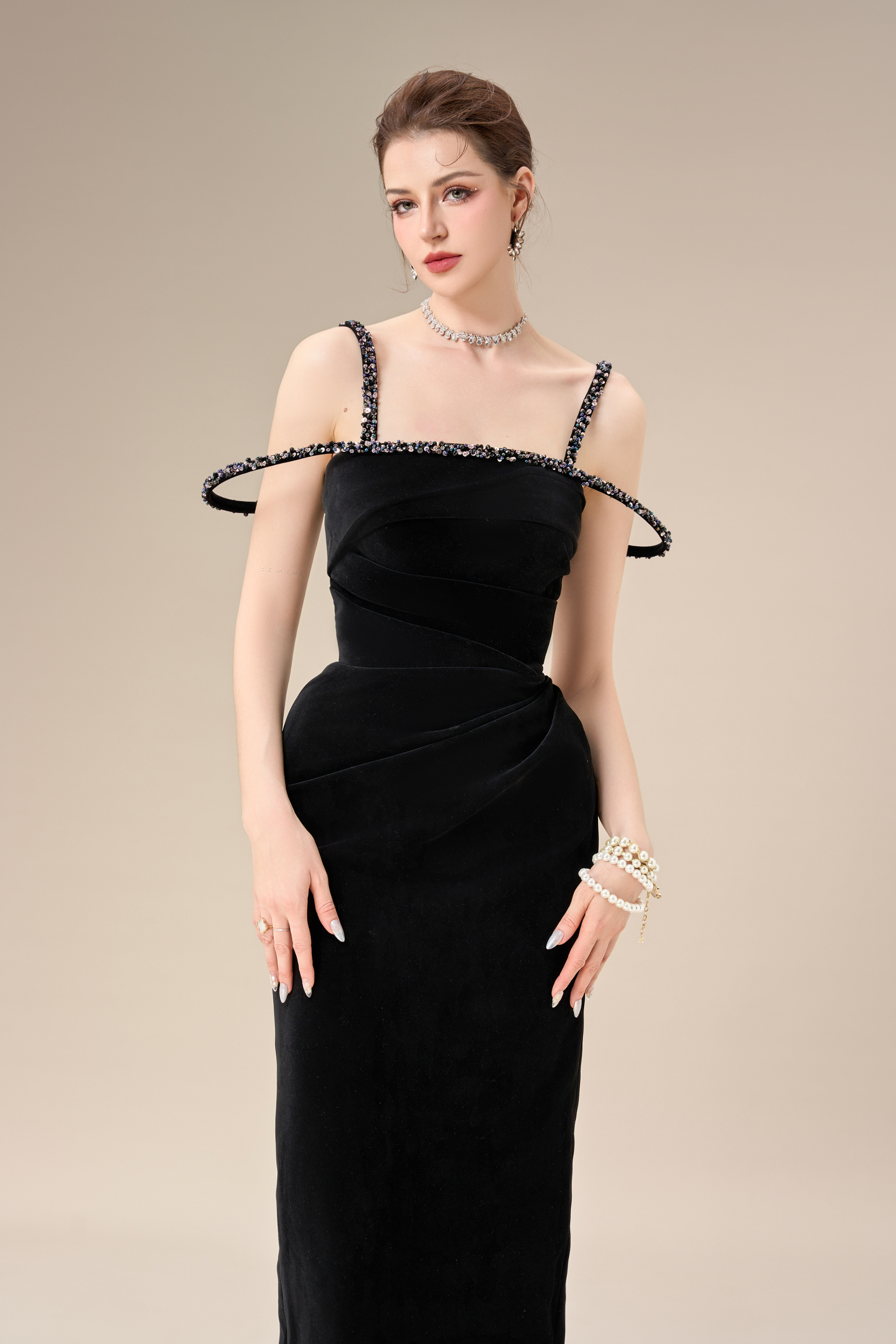 Calista MYSTIC Velvet Ankle Length Dress (2color)