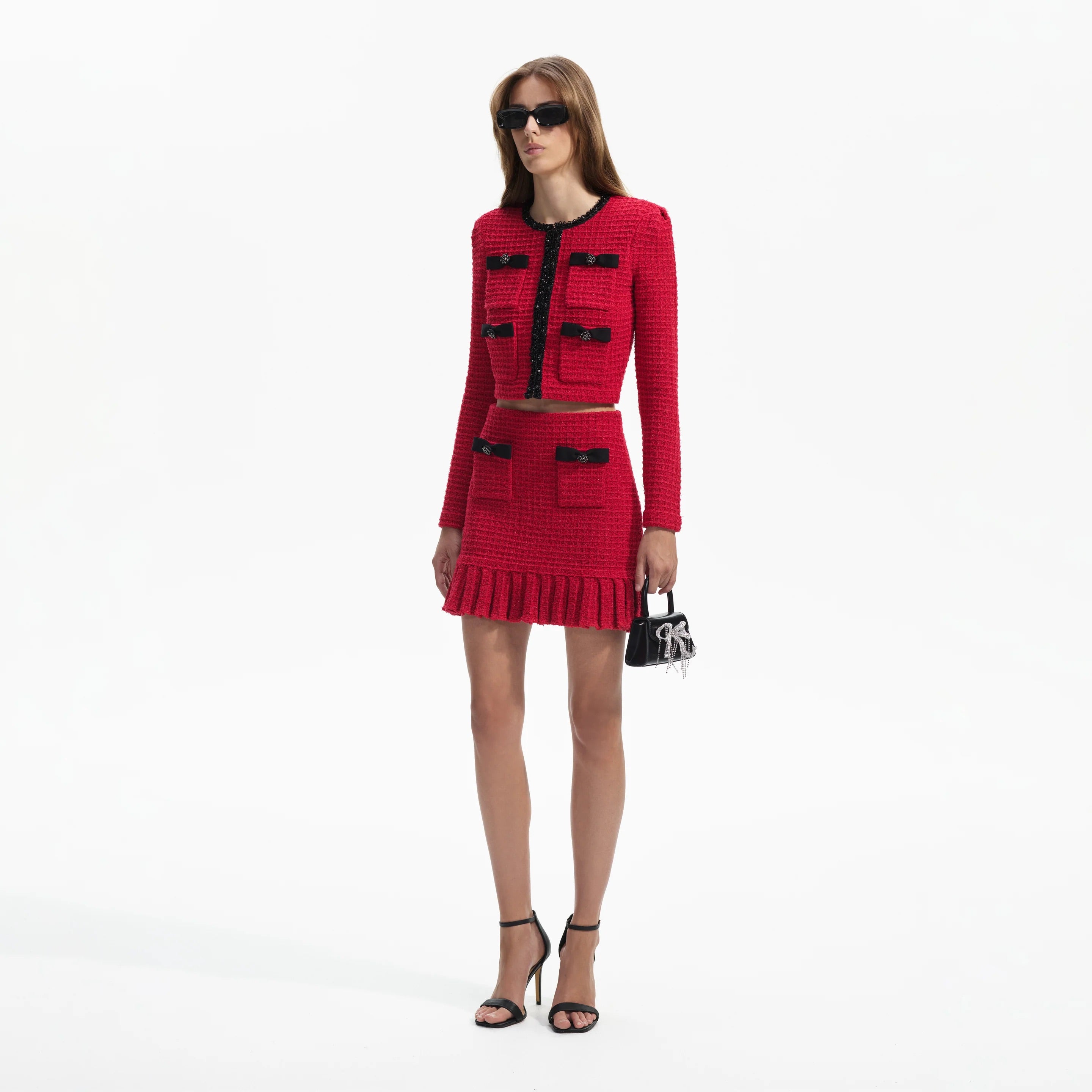 Self-Portrait SALE RED KNIT JACKET
