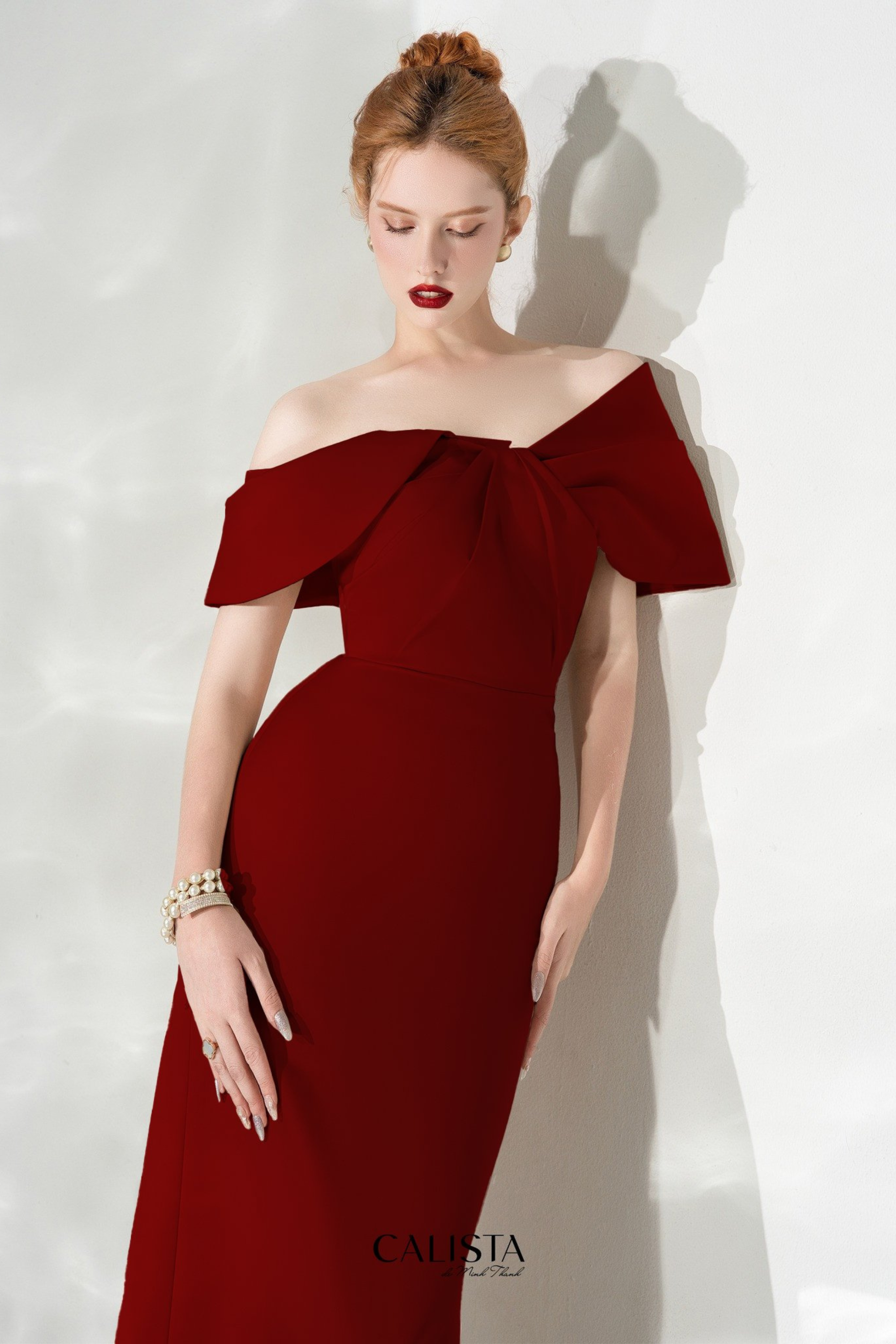 Calista GRACE Off-shoulder Midi Dress (2color)