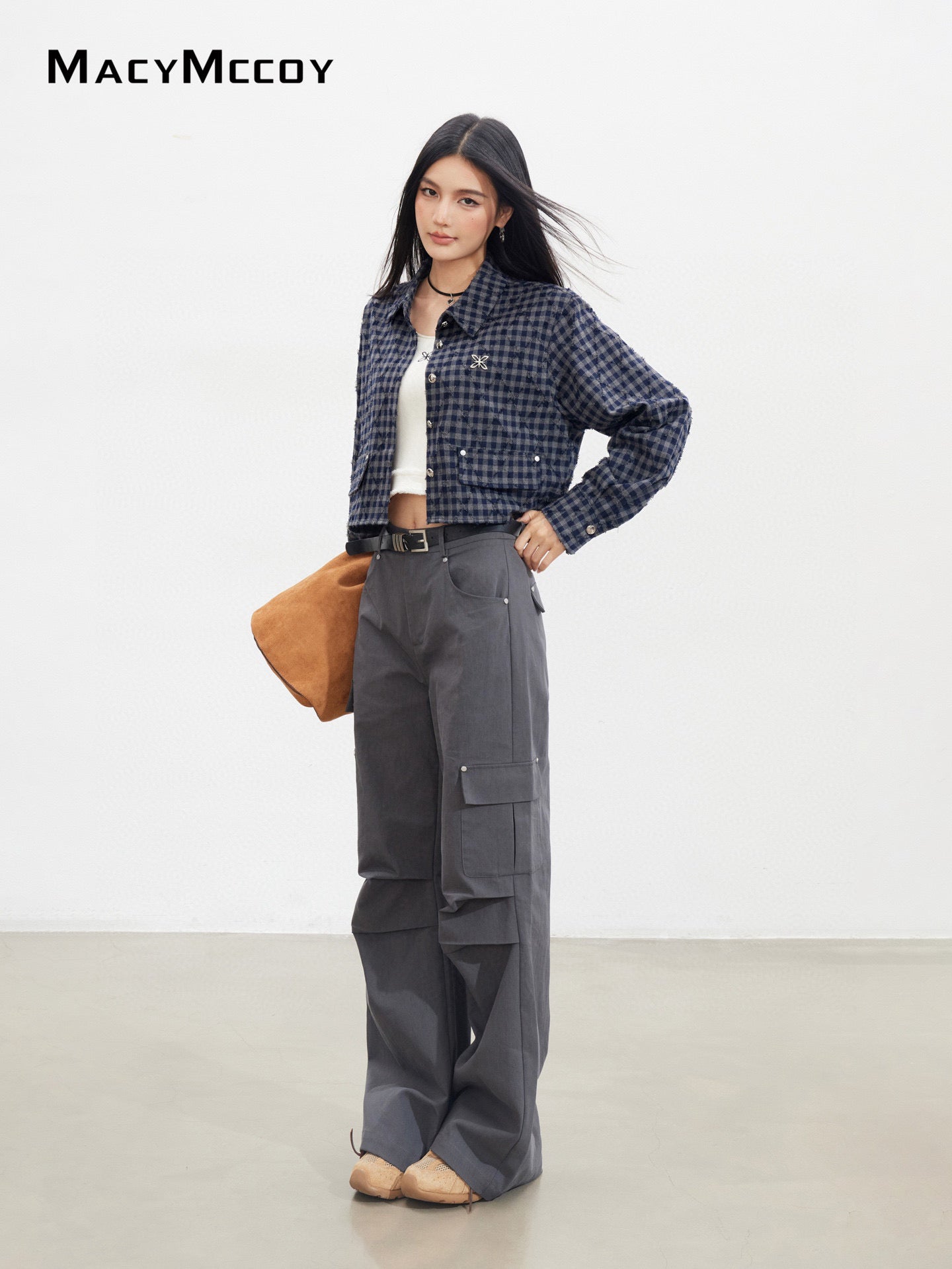 MacyMccoy MMC2025137 Diamond pattern plaid shirt