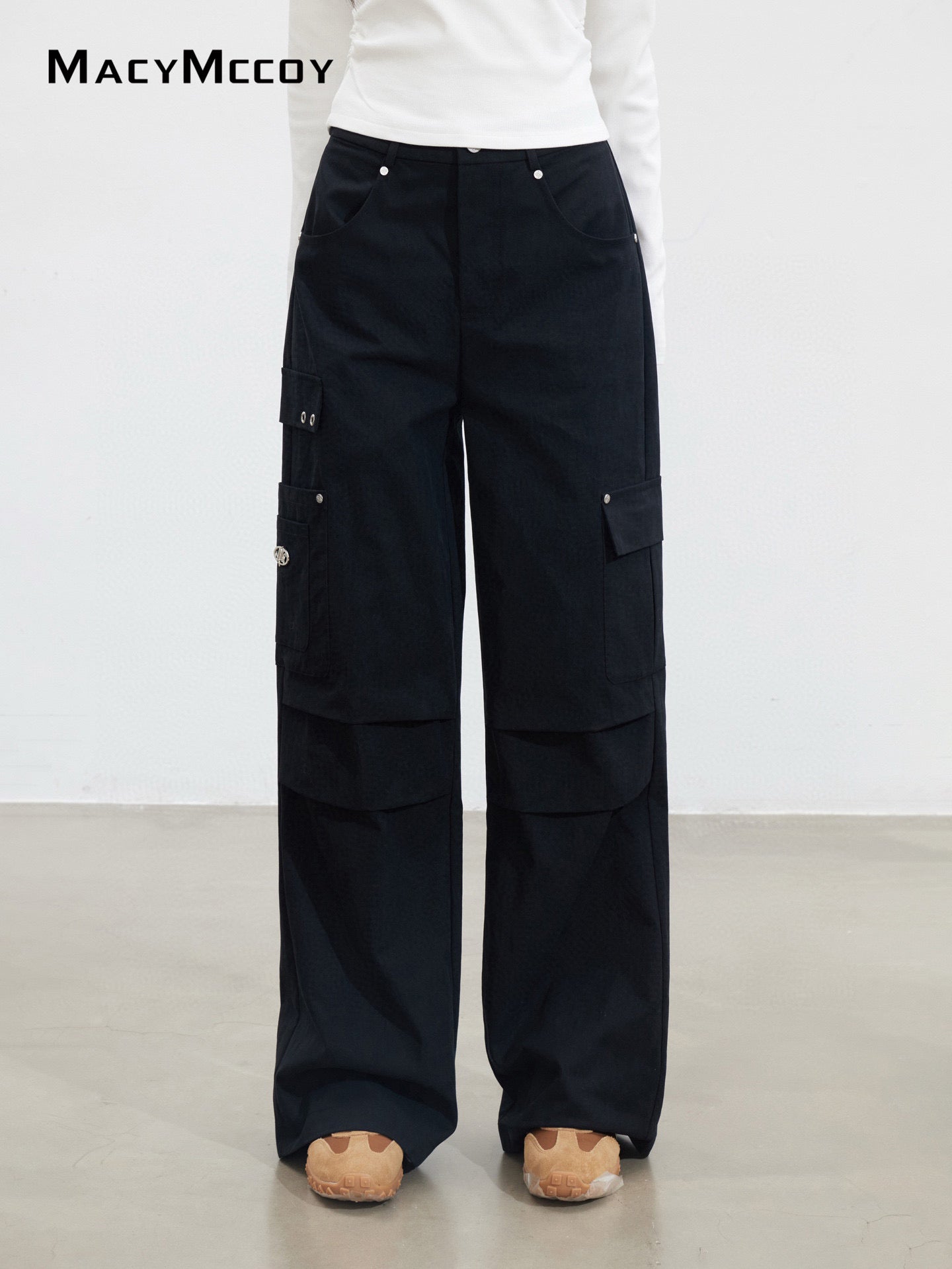 MacyMccoy MMC2025141 Wrinkled workwear loose pants