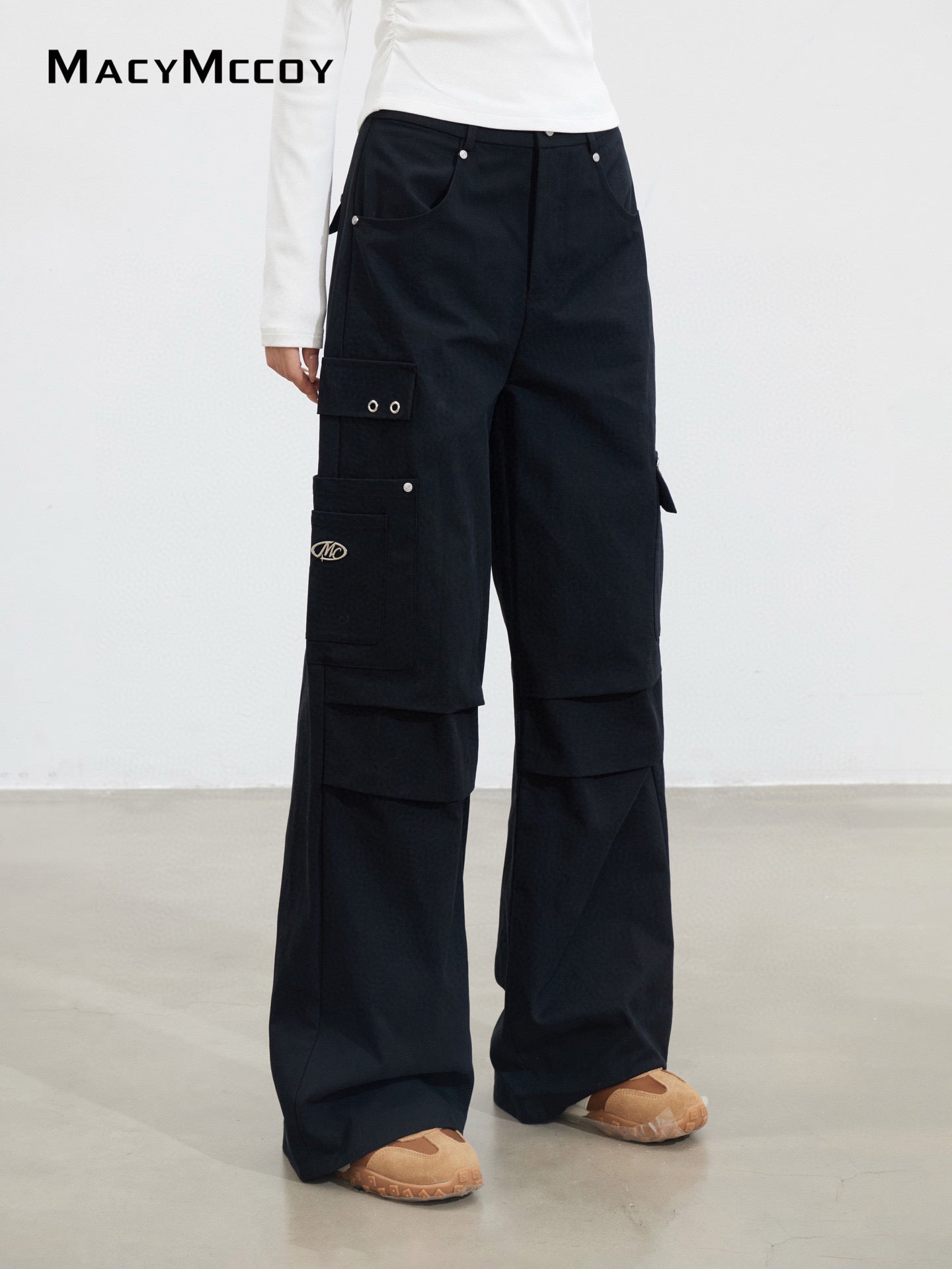 MacyMccoy MMC2025141 Wrinkled workwear loose pants
