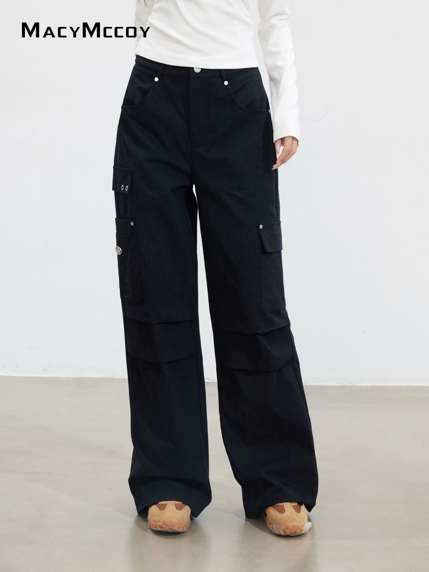 MacyMccoy MMC2025141 Wrinkled workwear loose pants