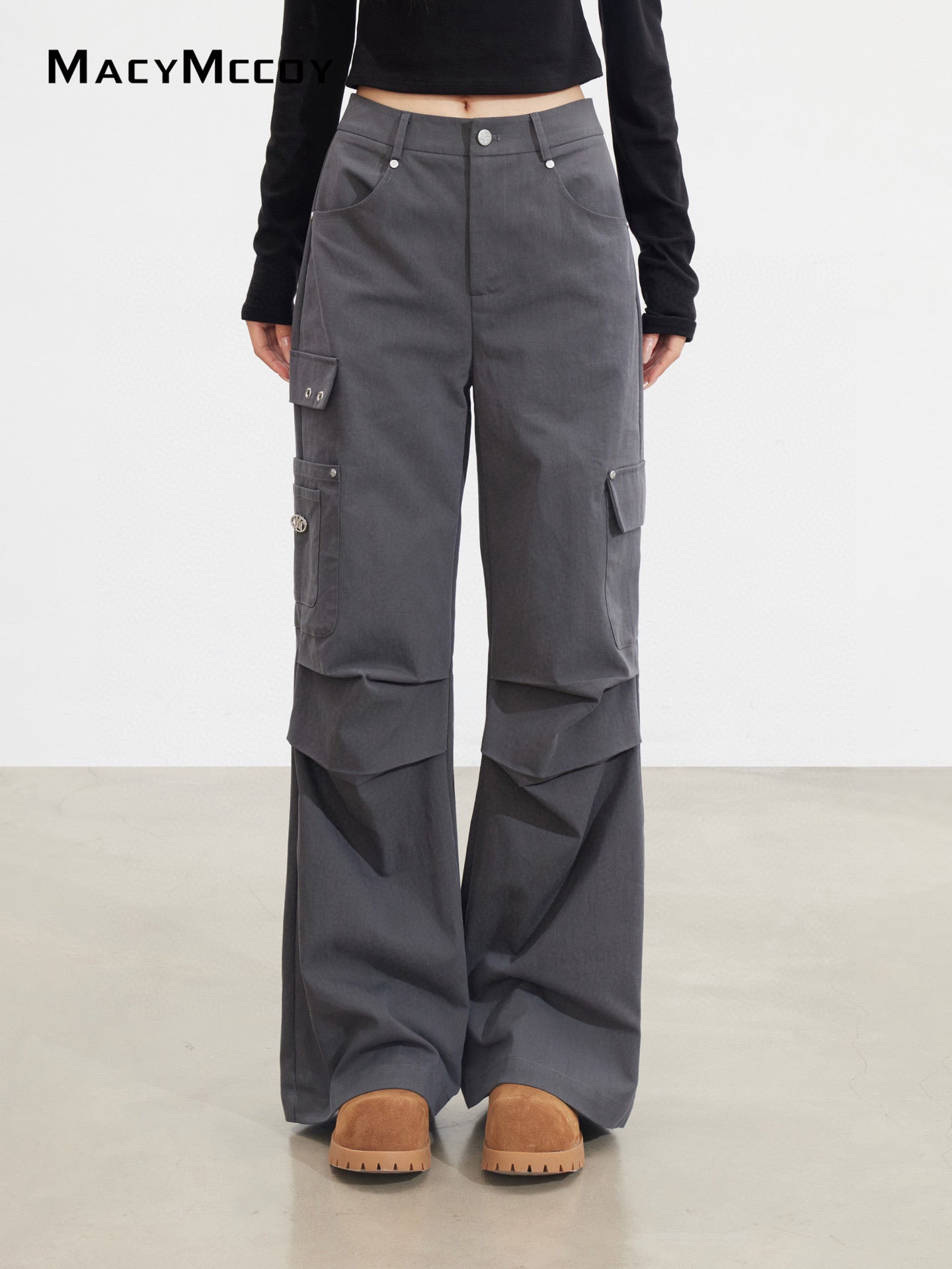 MacyMccoy MMC2025141 Wrinkled workwear loose pants
