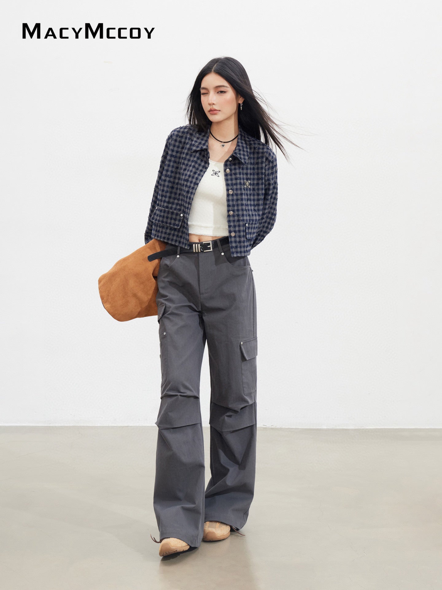 MacyMccoy MMC2025141 Wrinkled workwear loose pants