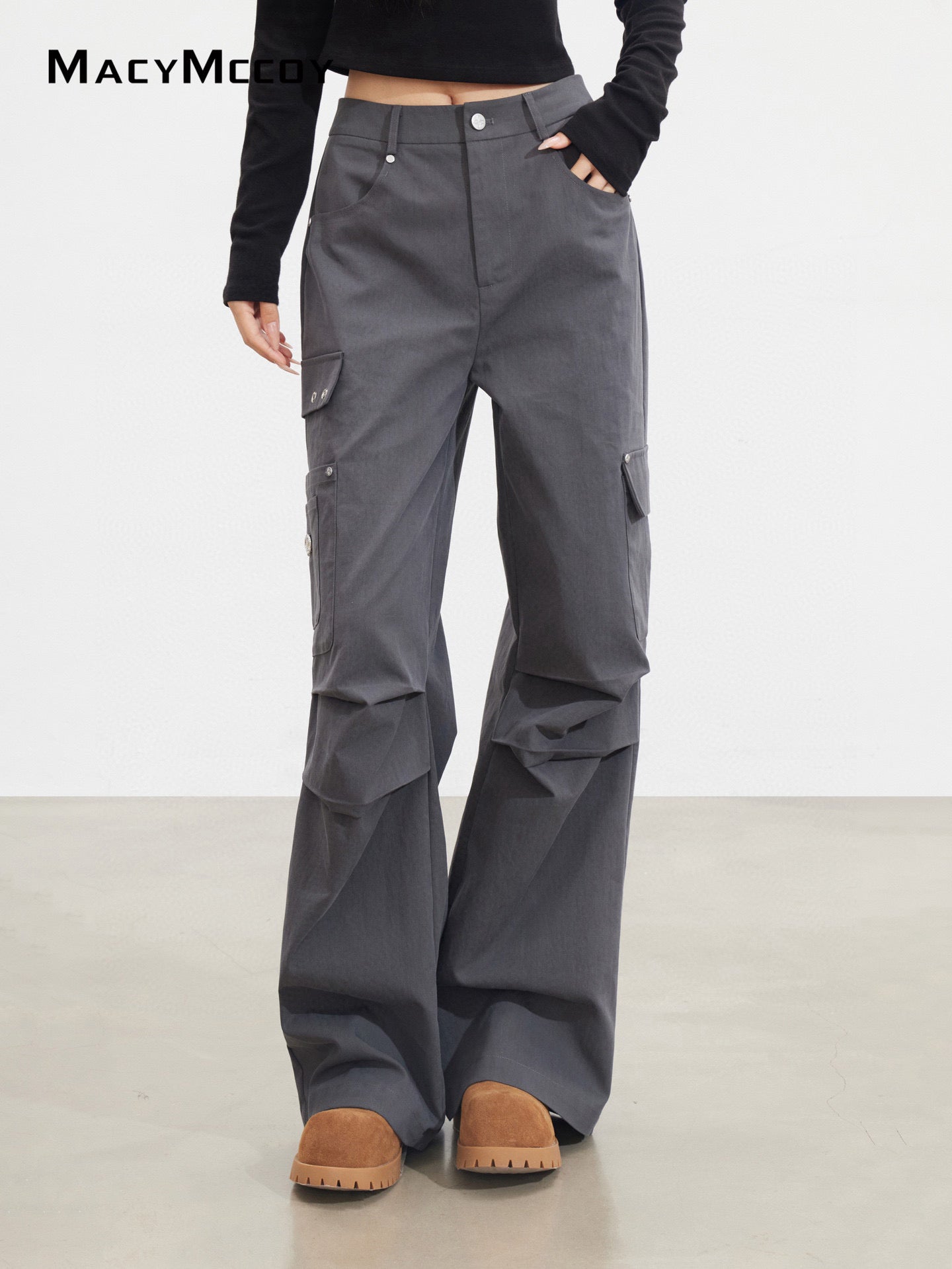 MacyMccoy MMC2025141 Wrinkled workwear loose pants