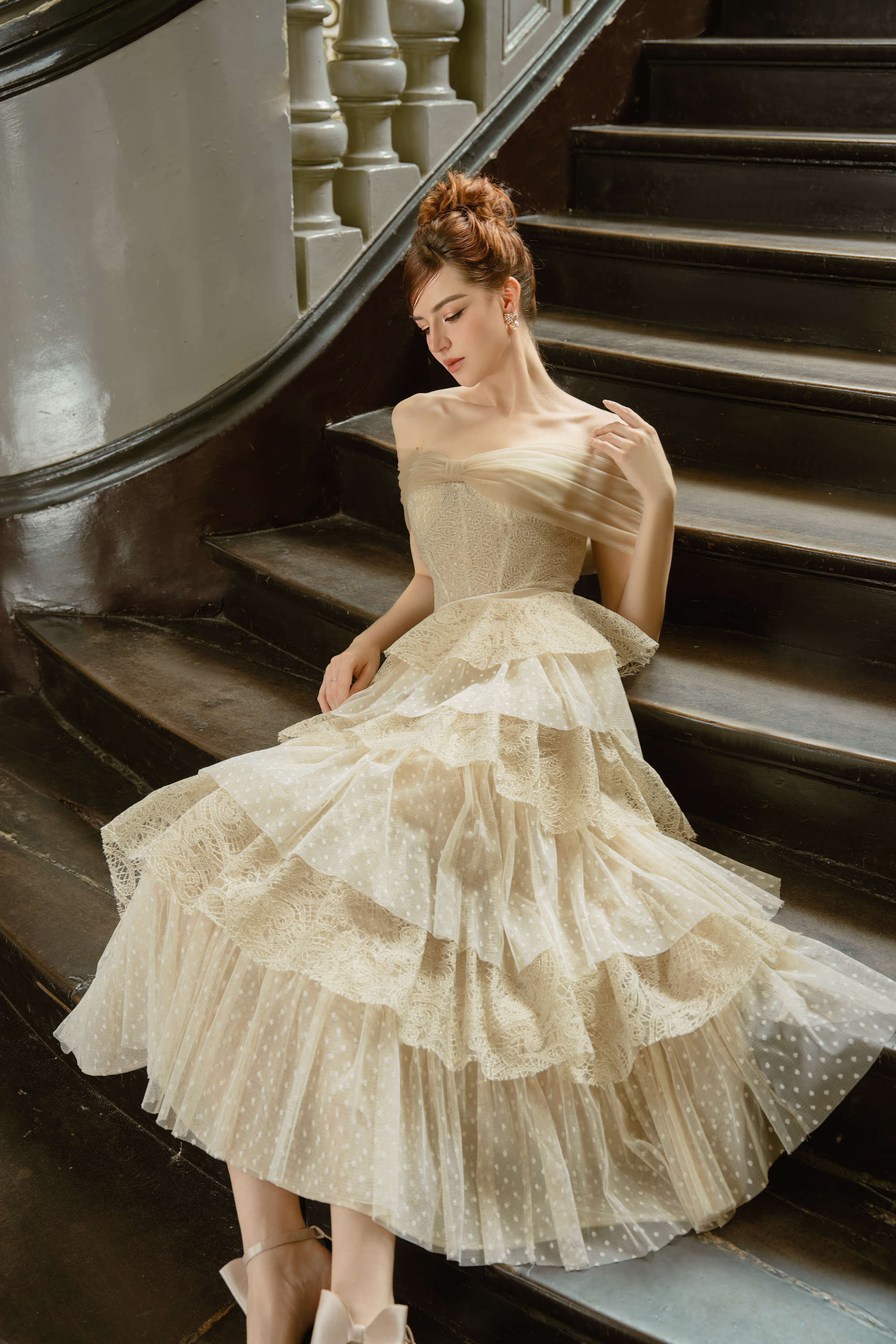 Calista SOLARA Layered Off Shoulder Dress