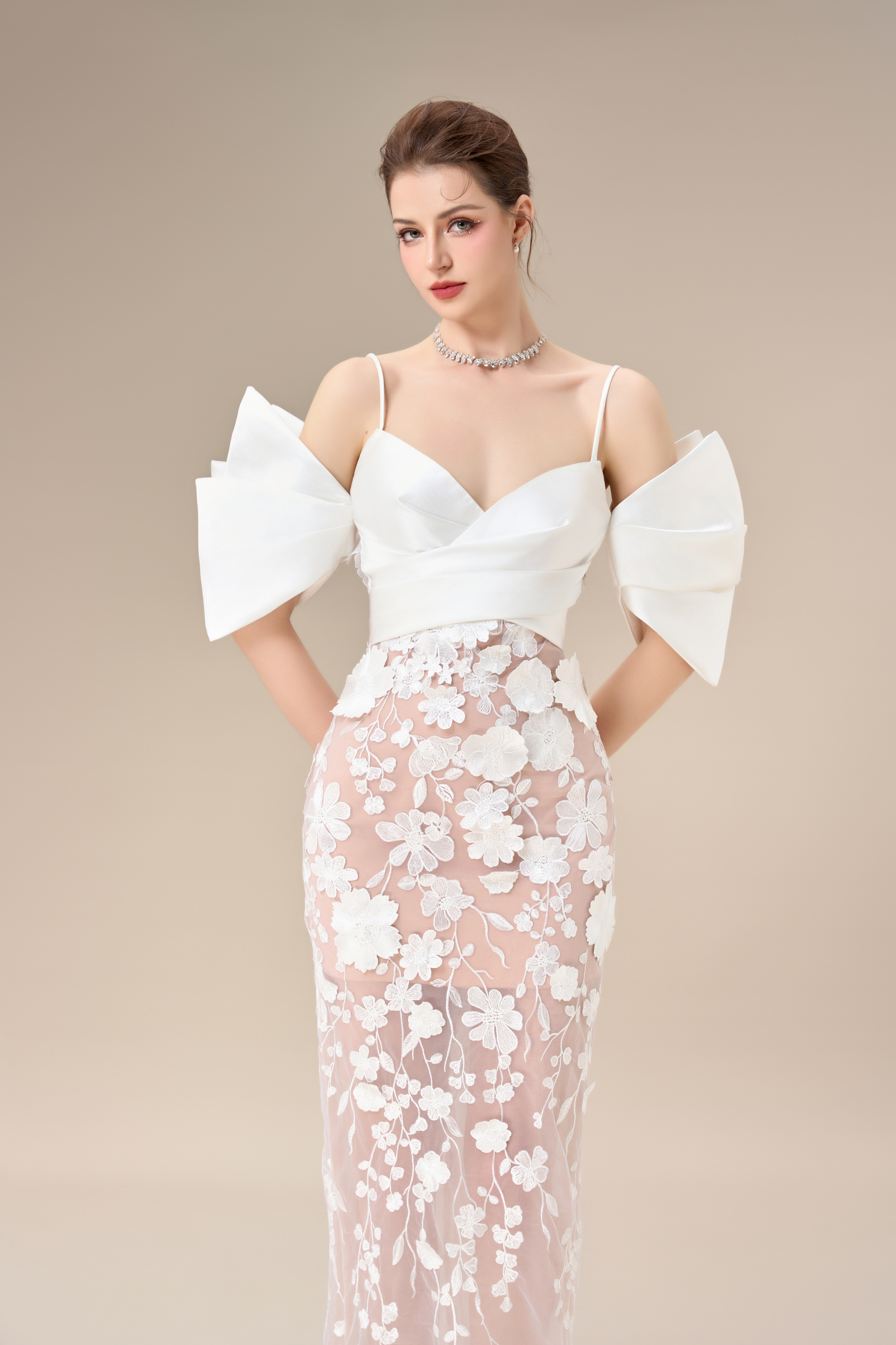 Calista ELENA Off-shoulder Ankle Length Dress