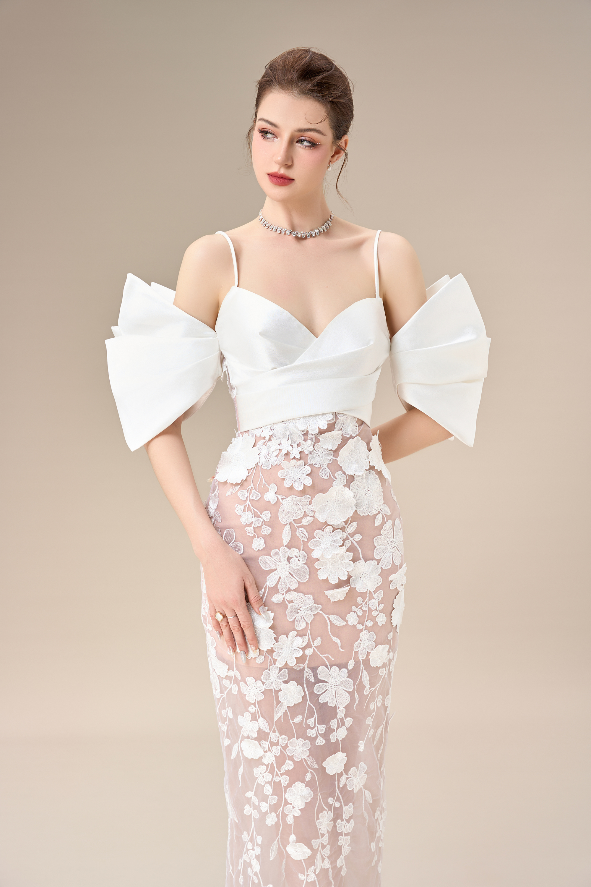 Calista ELENA Off-shoulder Ankle Length Dress