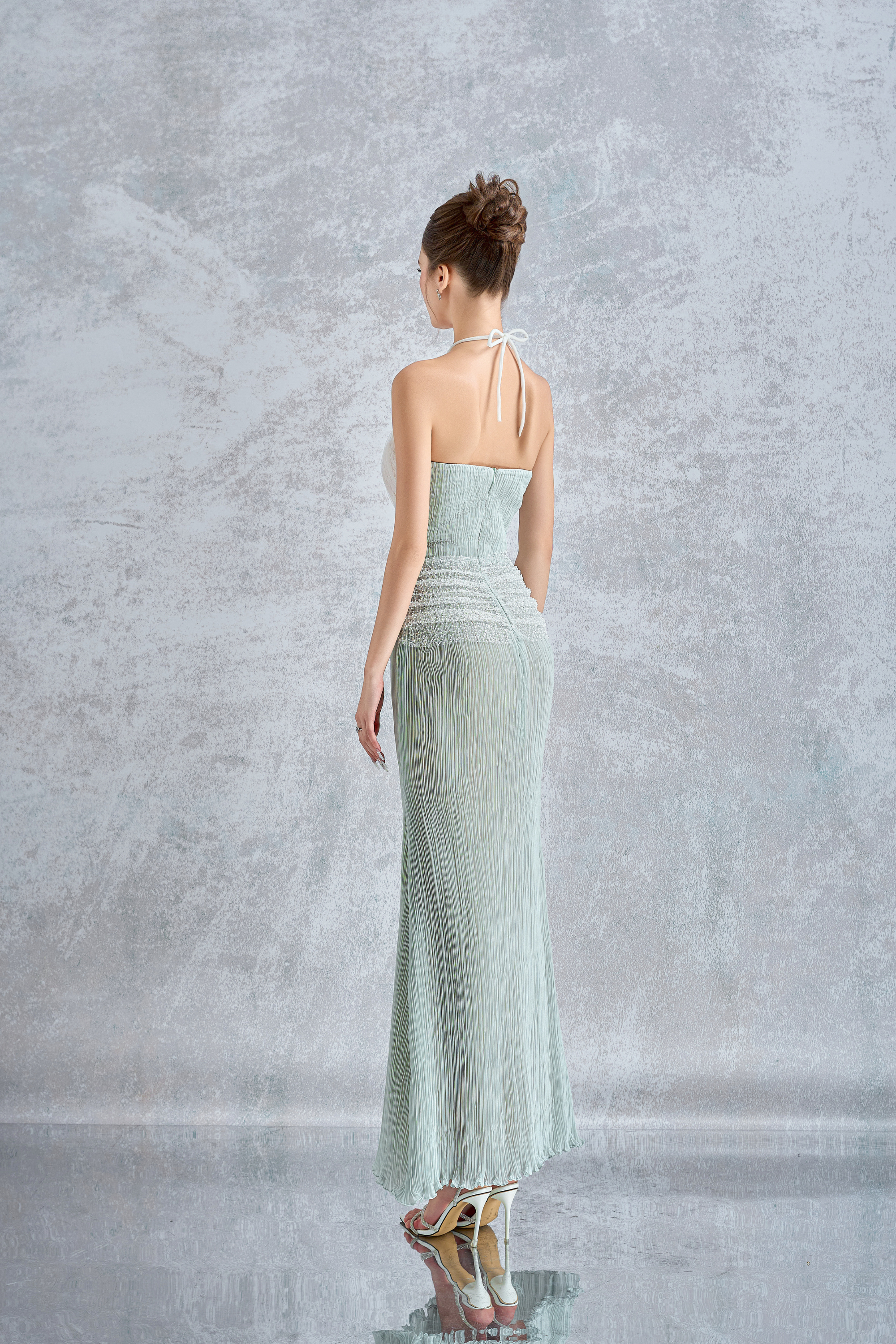Calista IRIDELLA Halter Cut-Out Ankle Length Dress