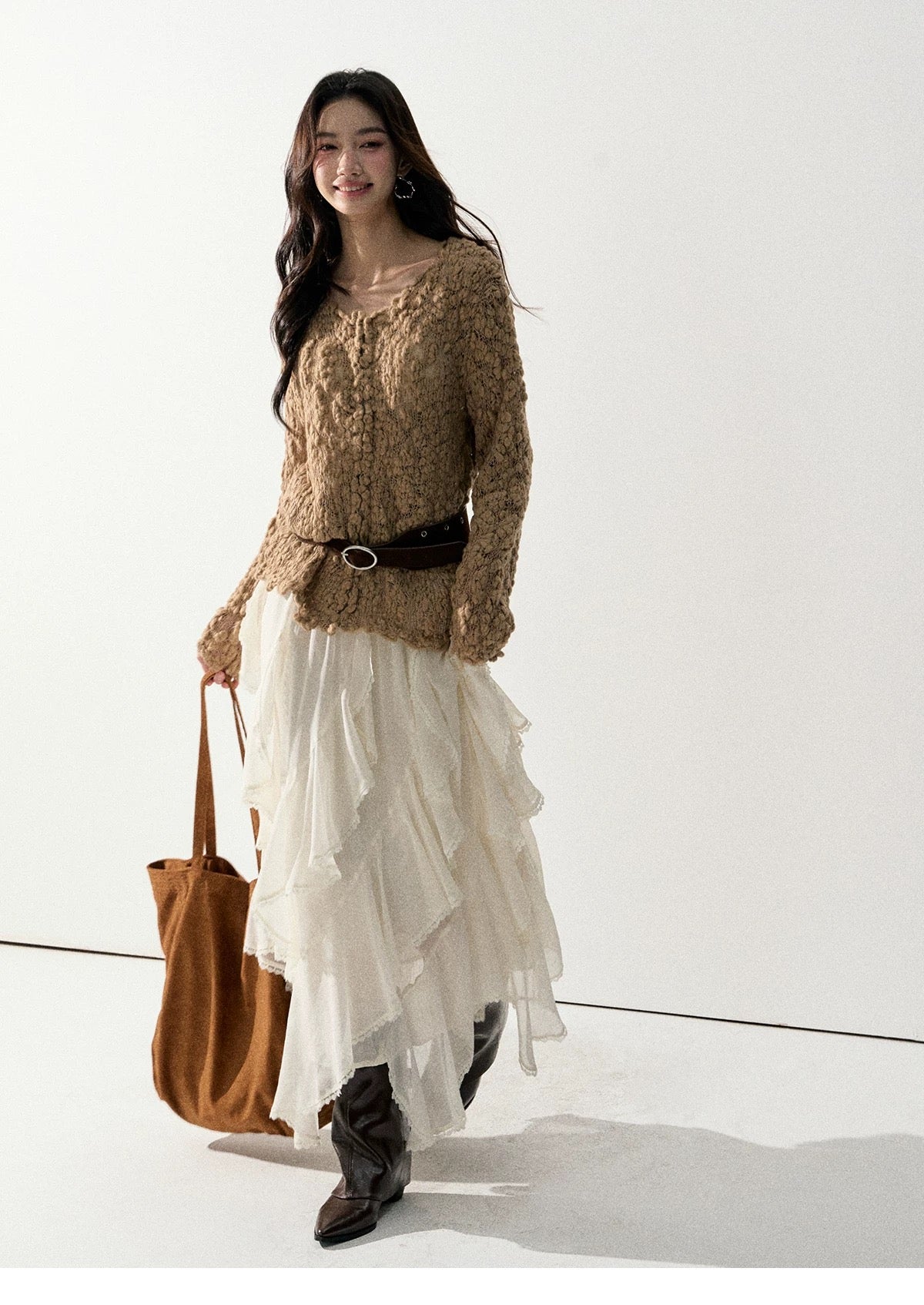 Lafreedom LAF351002 Versatile Semi-Transparent Crewneck Sweater