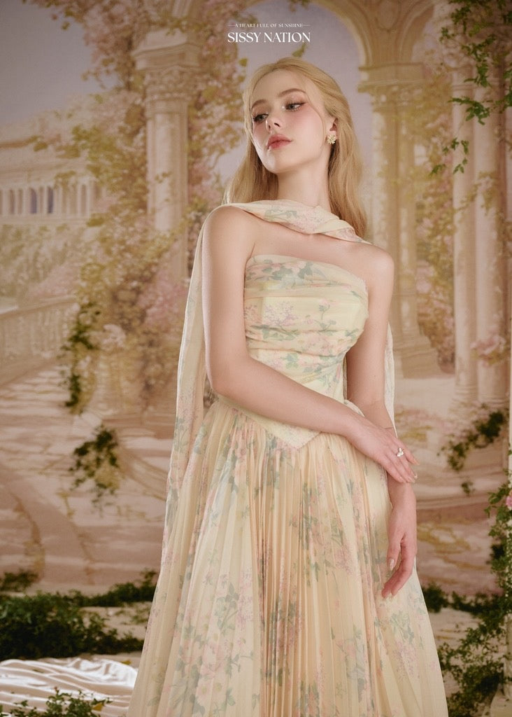 Sissy Amelia Corset Pleated Dress(Floral)